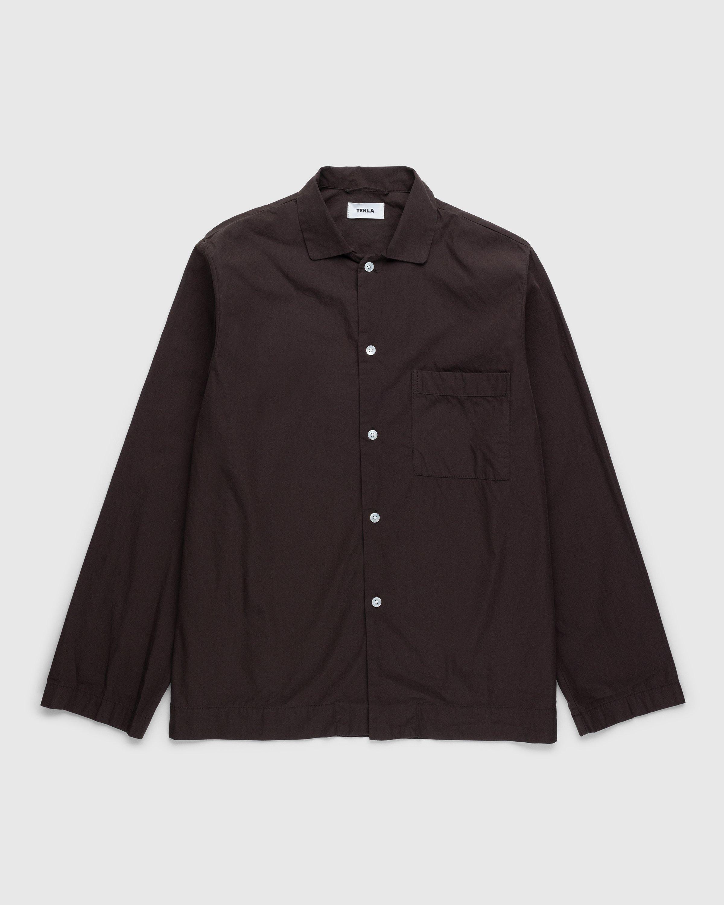 Tekla - Cotton Poplin Pyjamas Shirt Coffee - Clothing - Brown - Image 1