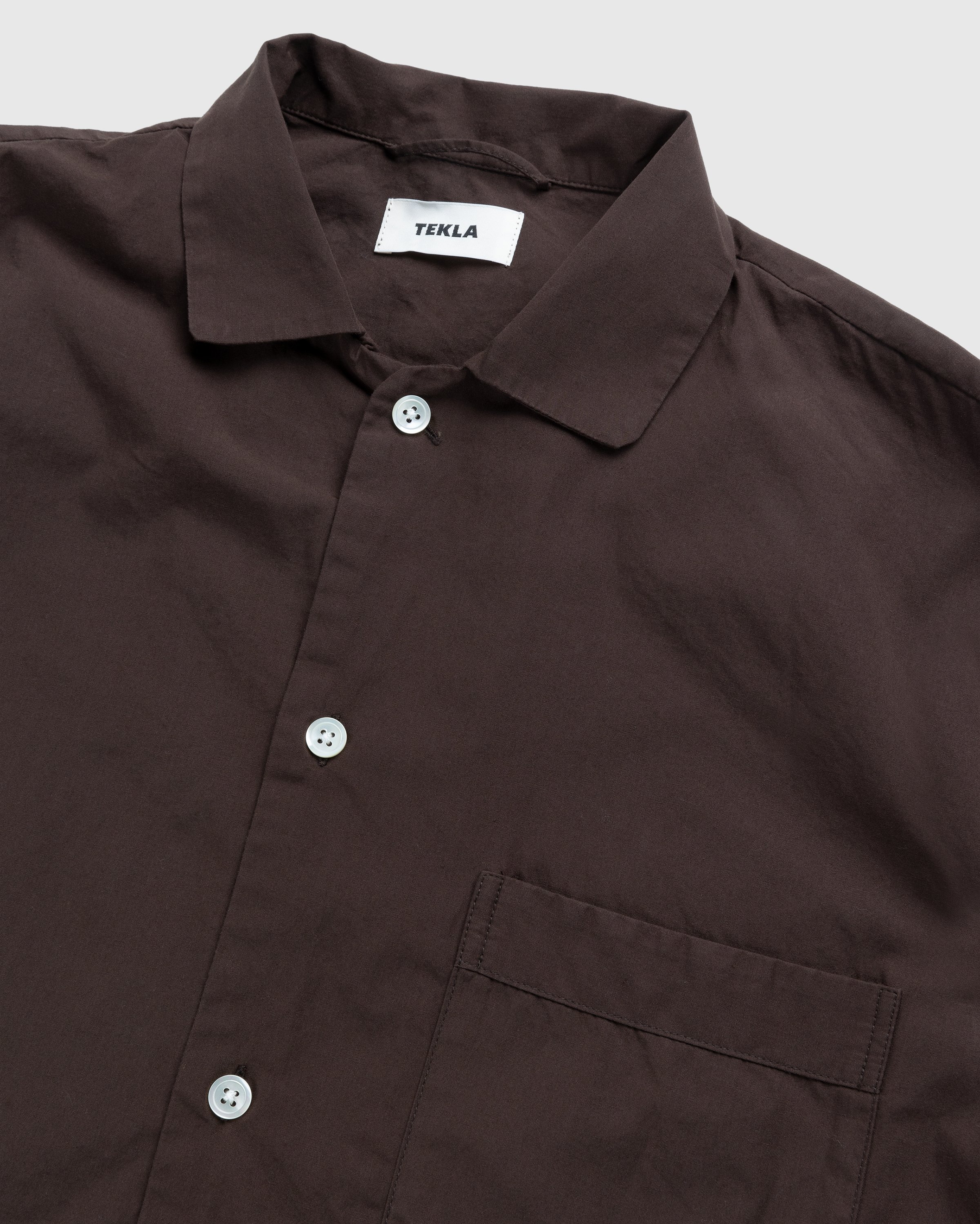 Tekla - Cotton Poplin Pyjamas Shirt Coffee - Clothing - Brown - Image 4