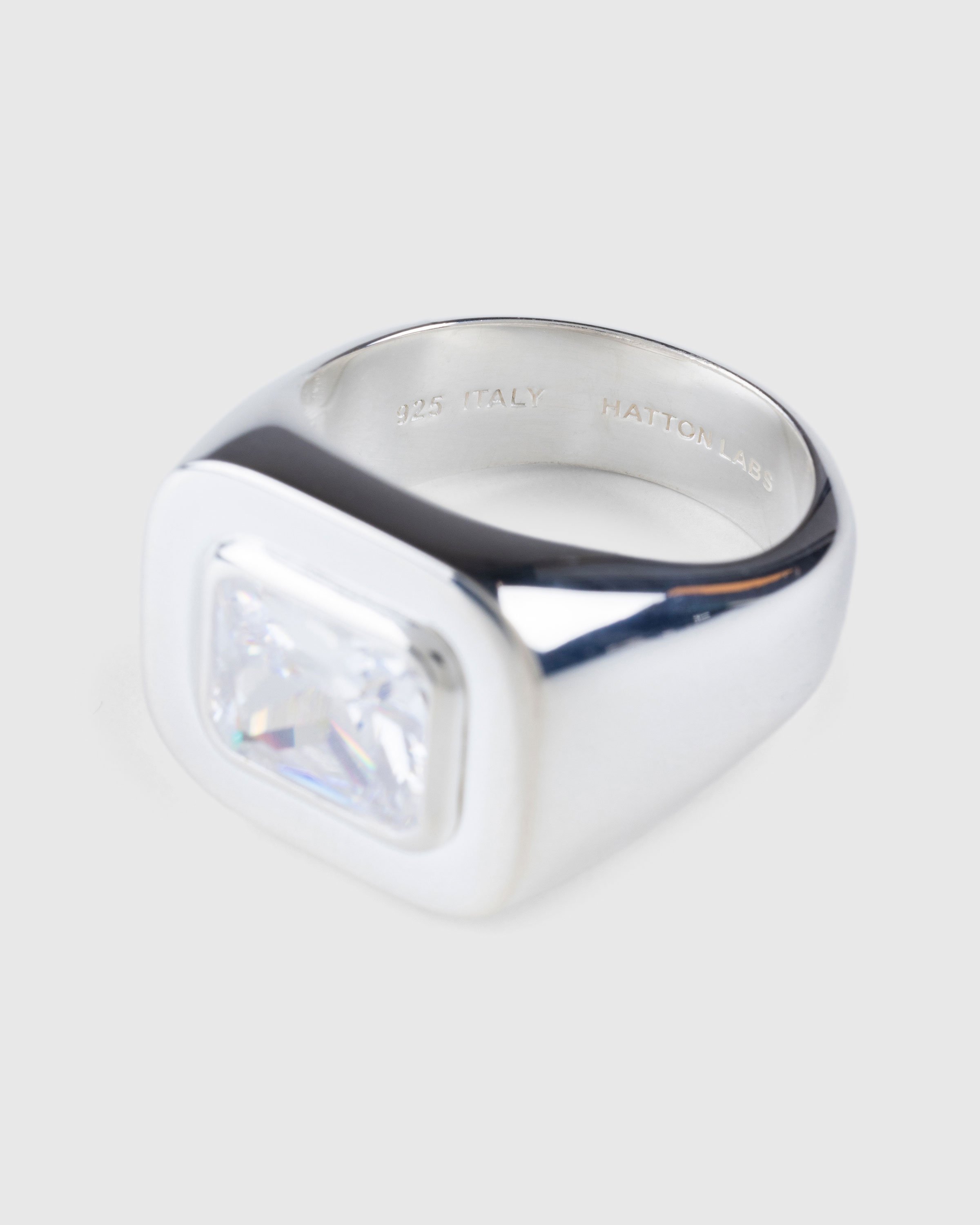 Hatton Labs - Emerald Cut Signet Ring Silver/White - Accessories - Multi - Image 3