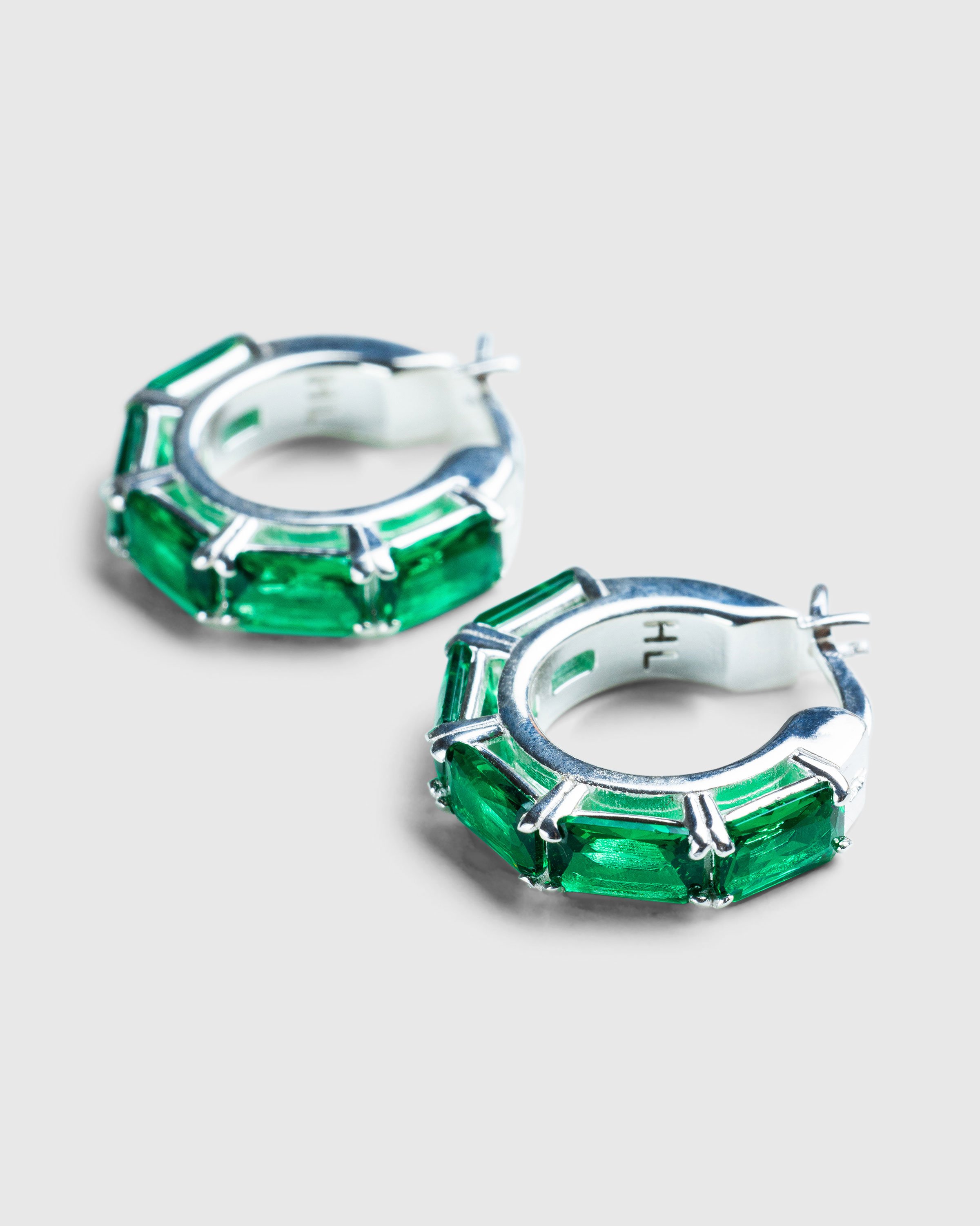 Hatton Labs - Emerald Cut Eternity Hoop Earrings Silver/Emerald - Accessories - Multi - Image 2