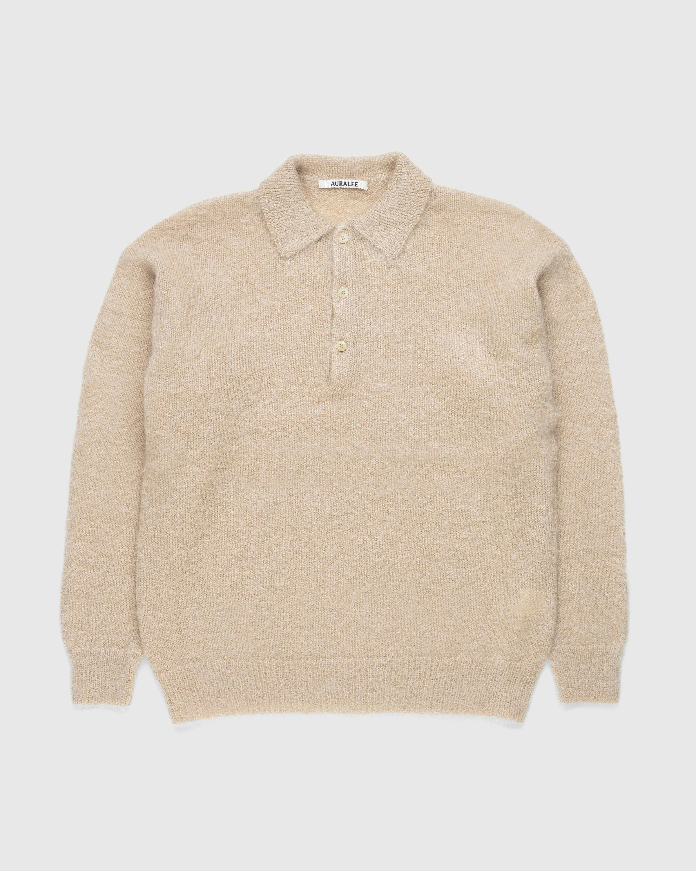 Auralee - Brushed Mohair Knit Polo Beige - Clothing - Beige - Image 1