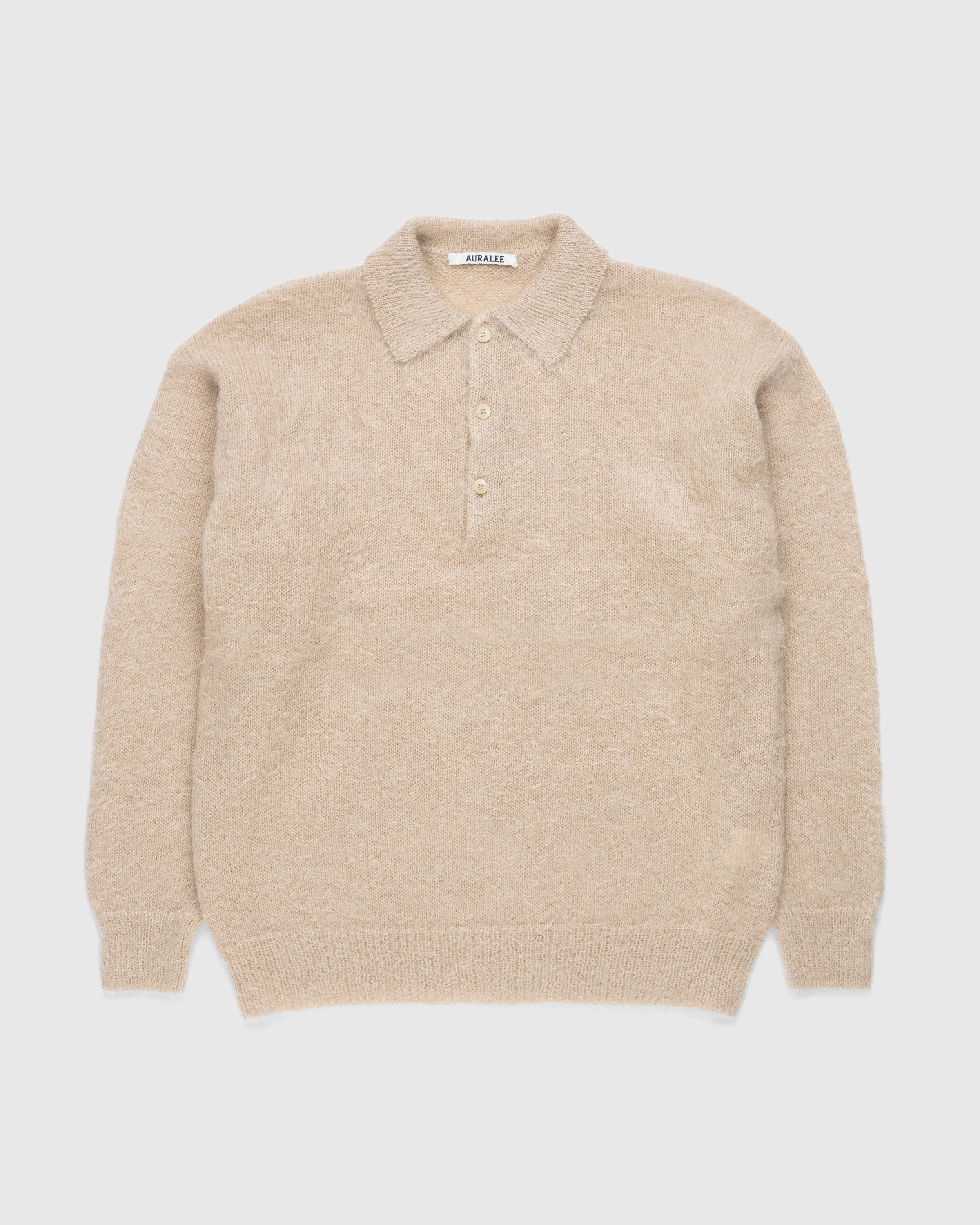 Auralee - Brushed Mohair Knit Polo Beige - Clothing - Beige - Image 1