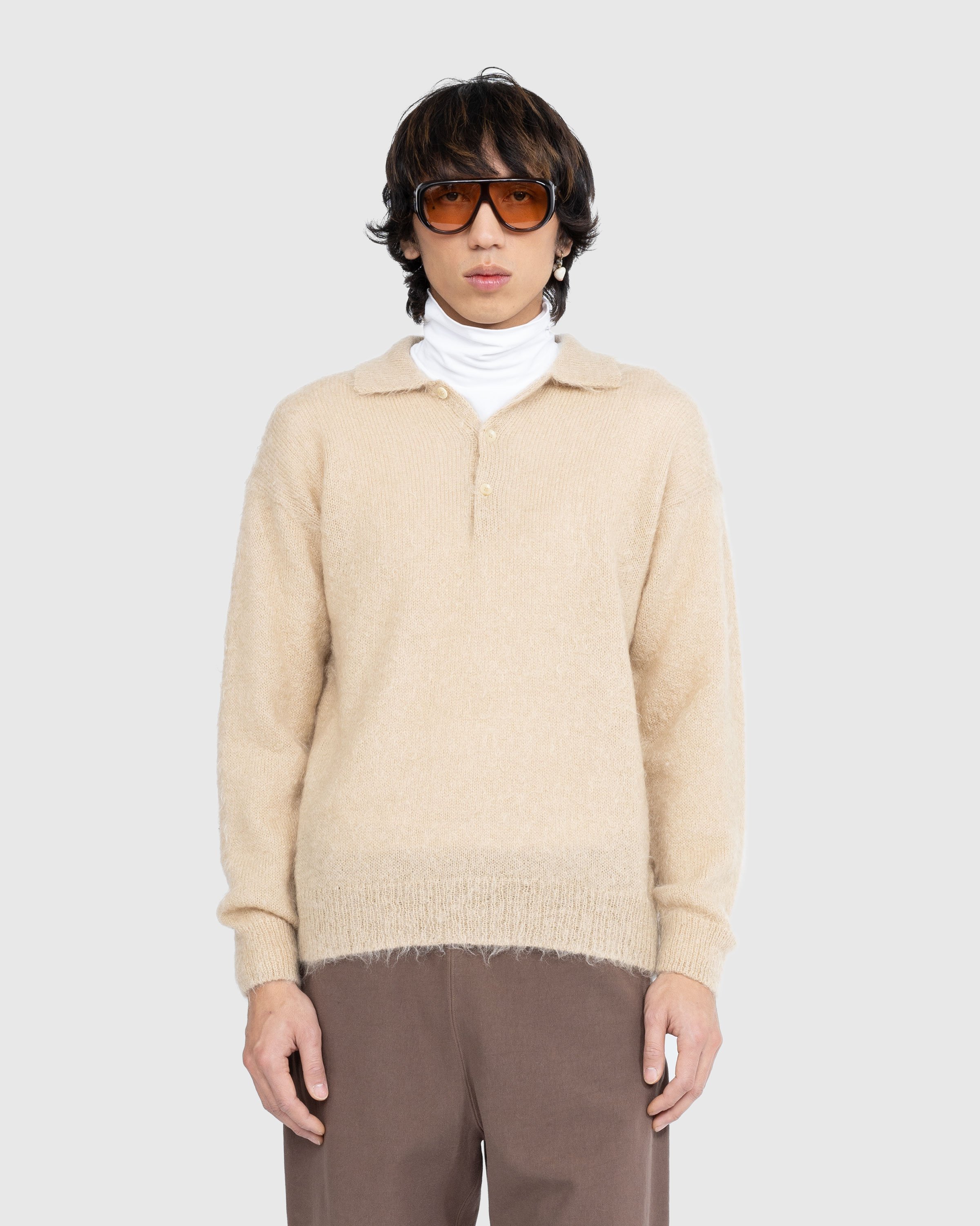 Auralee - Brushed Mohair Knit Polo Beige - Clothing - Beige - Image 2