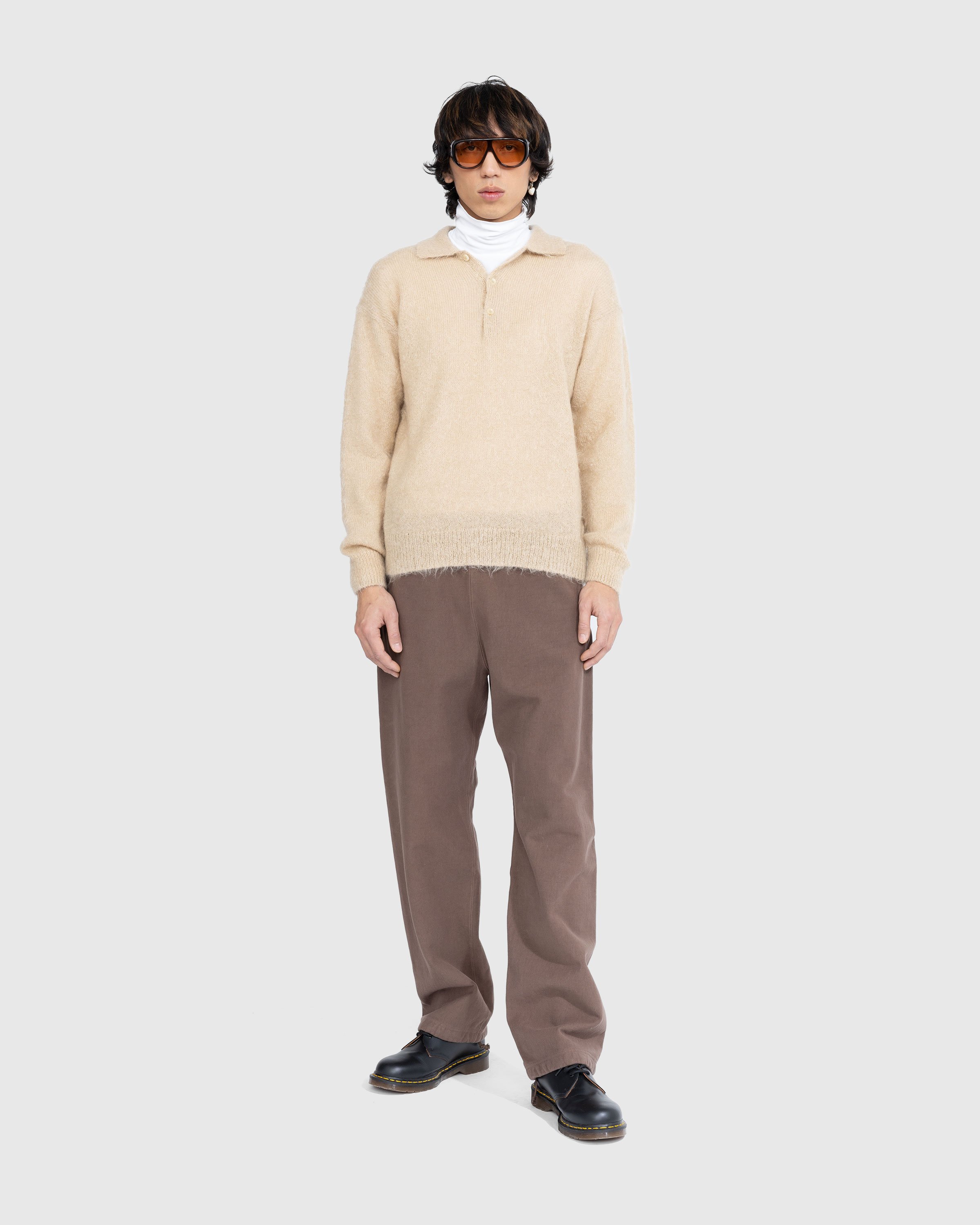 Auralee - Brushed Mohair Knit Polo Beige - Clothing - Beige - Image 3