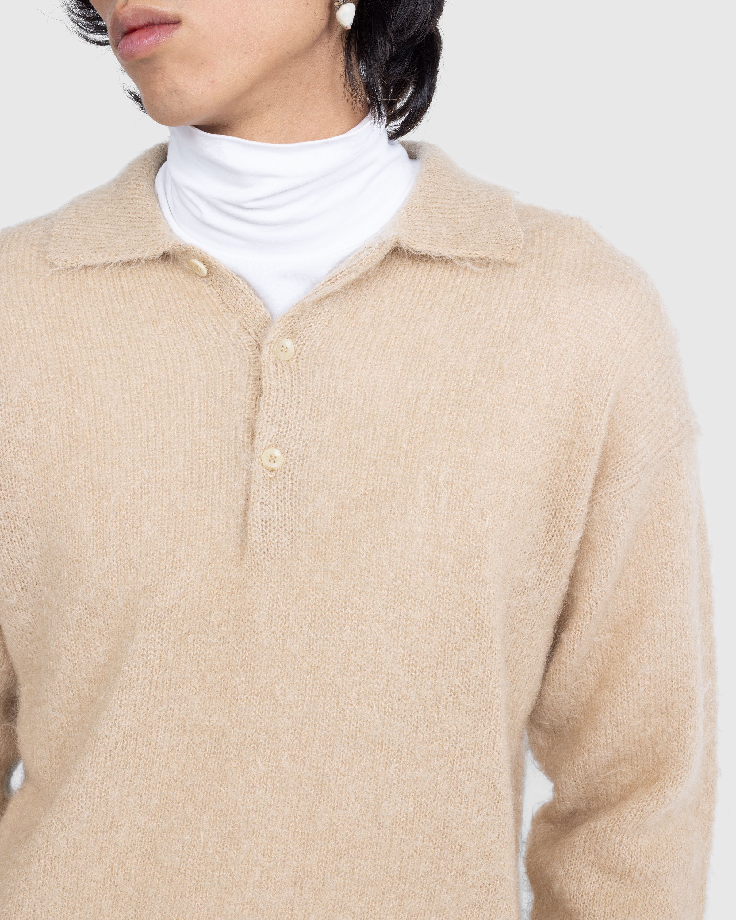 Auralee - Brushed Mohair Knit Polo Beige - Clothing - Beige - Image 5