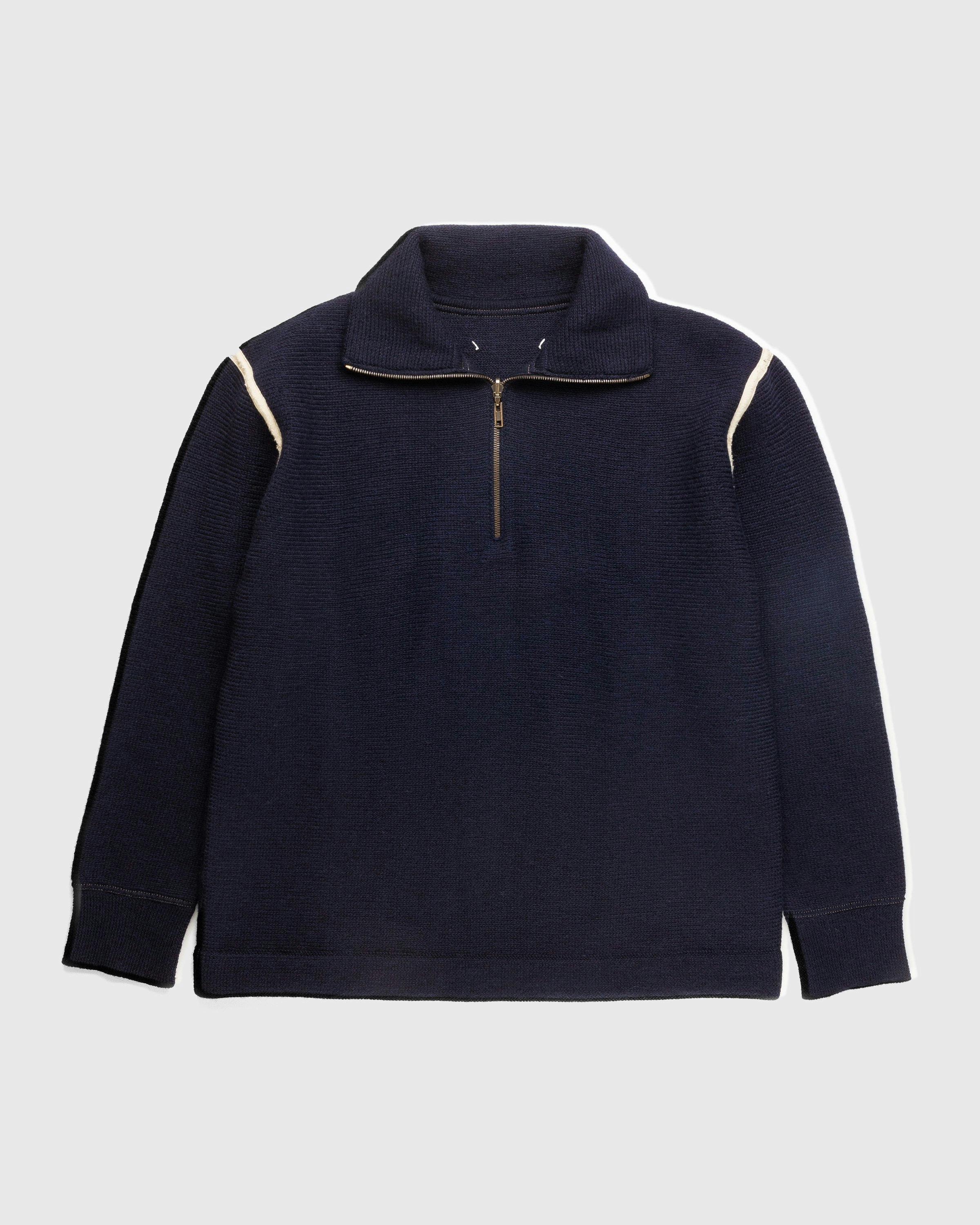【送料&関税込】Maison Margiela Navy Blue Wool Knitwear Maison Margiela knit sweater (thin S Navy plain s30ha0696