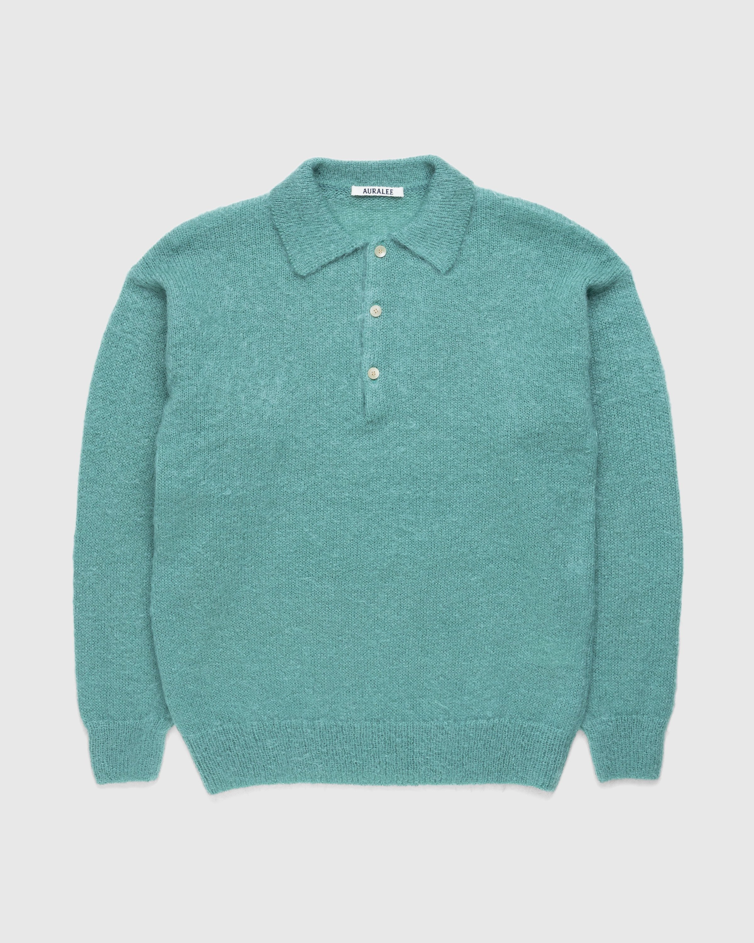Auralee - Brushed Mohair Knit Polo Jade Green - Clothing - Green - Image 1