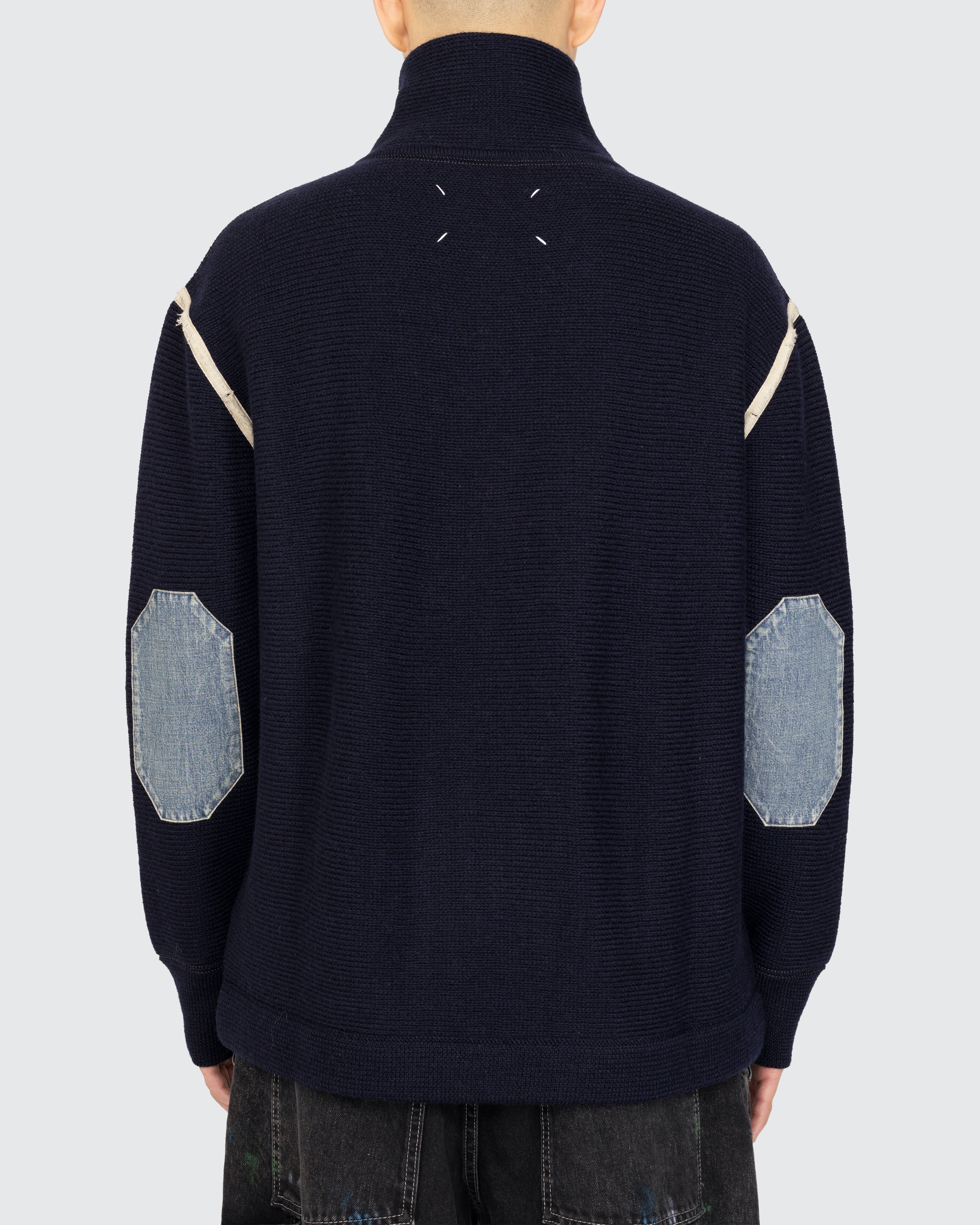 Maison Margiela - Wool Half-Zip Sweater Navy Blue - Clothing - Blue - Image 4