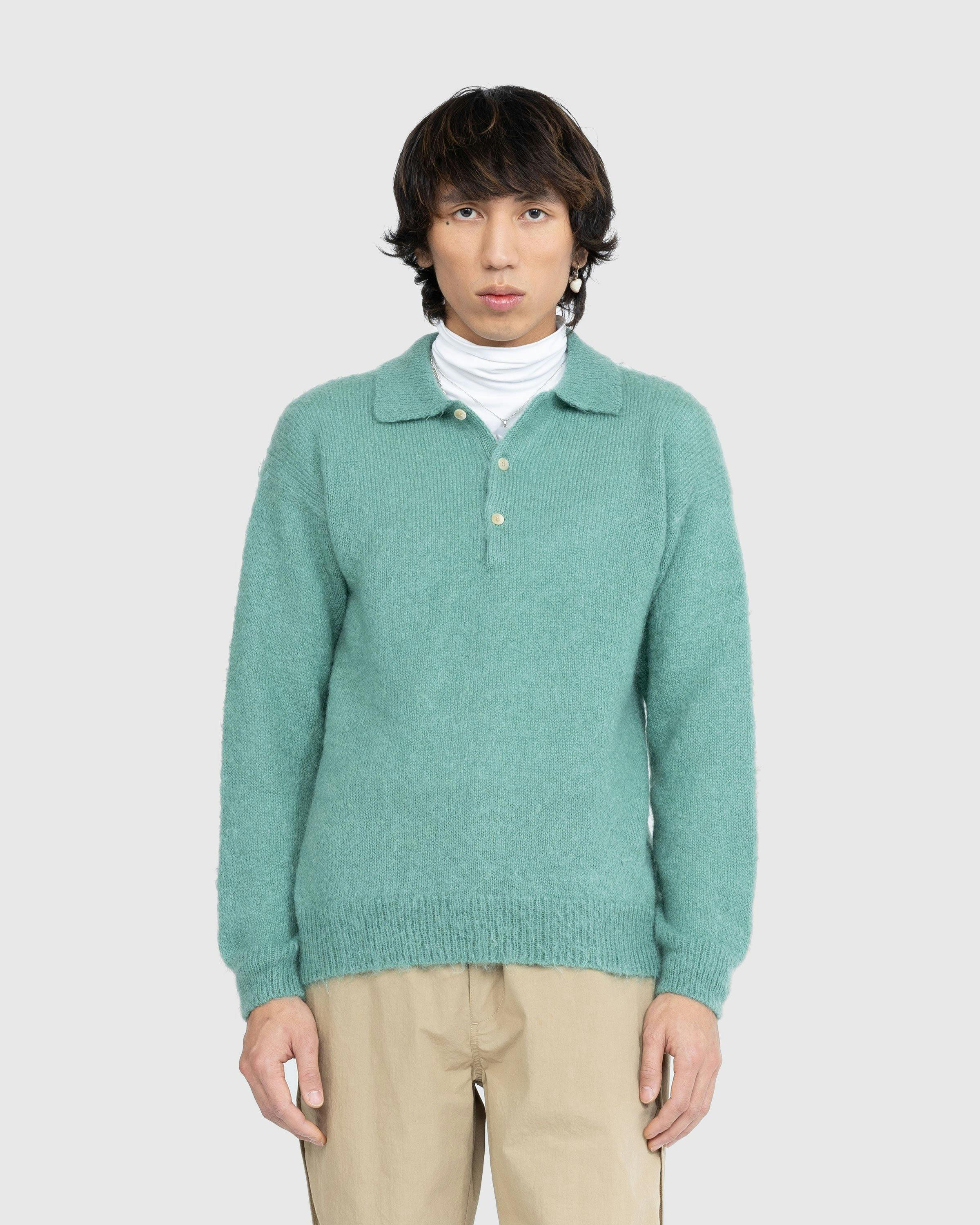 Auralee - Brushed Mohair Knit Polo Jade Green - Clothing - Green - Image 2