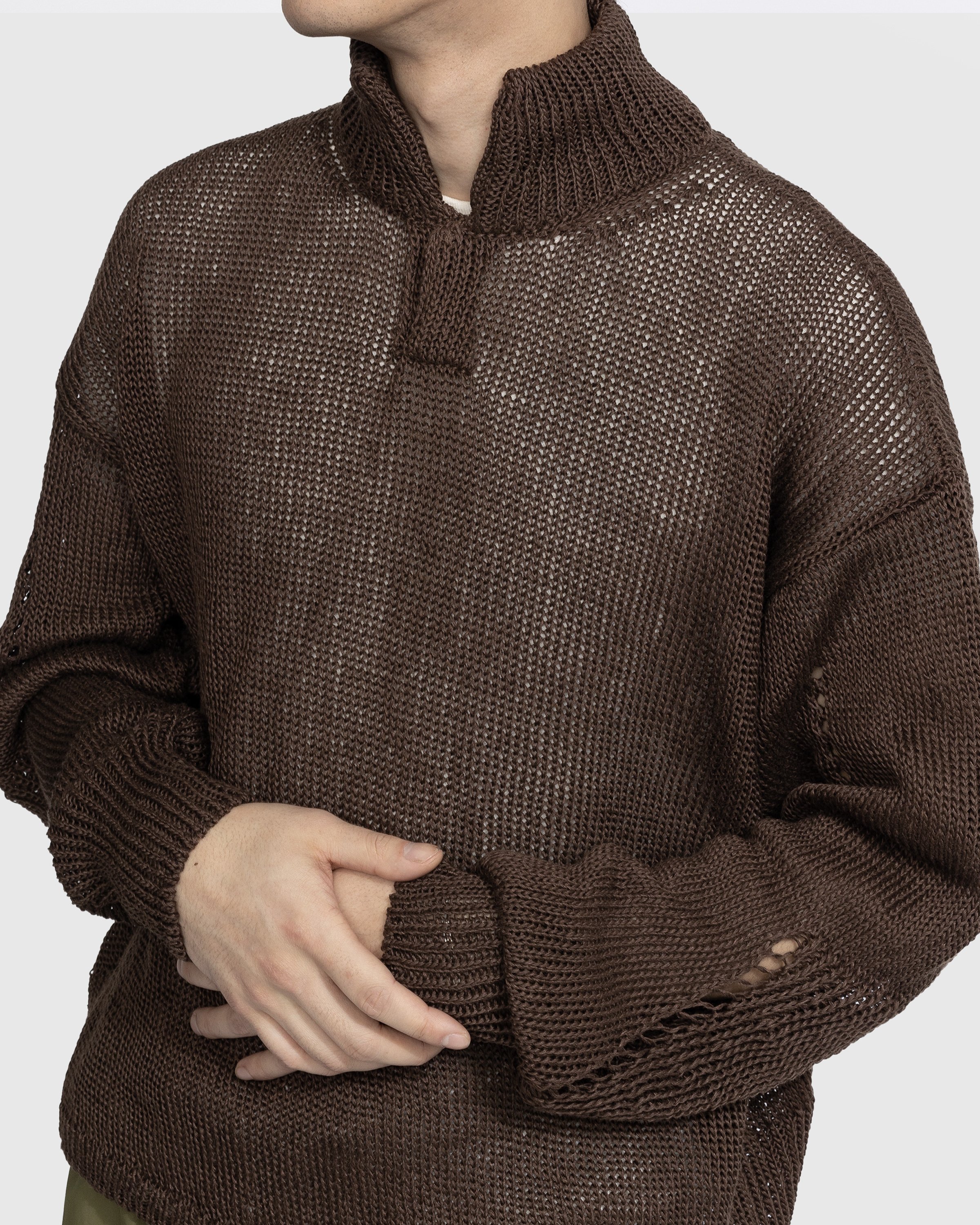 ROA - Longsleeve Knit Polo Brown - Clothing - Brown - Image 5