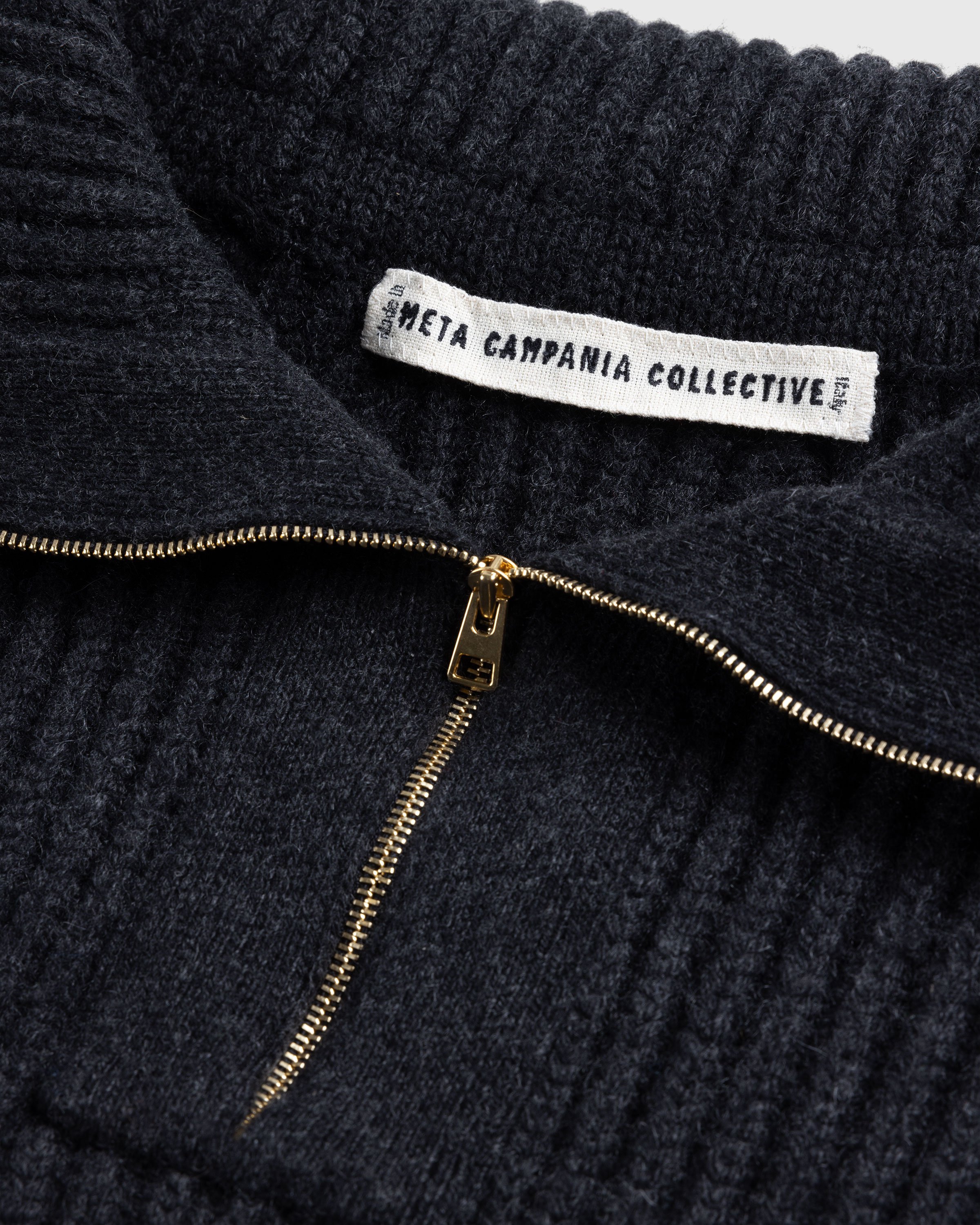 Meta Campania Collective - Michel Exaggerated Rib Cashmere Half Zip Weimaraner Grey - Clothing - Grey - Image 7