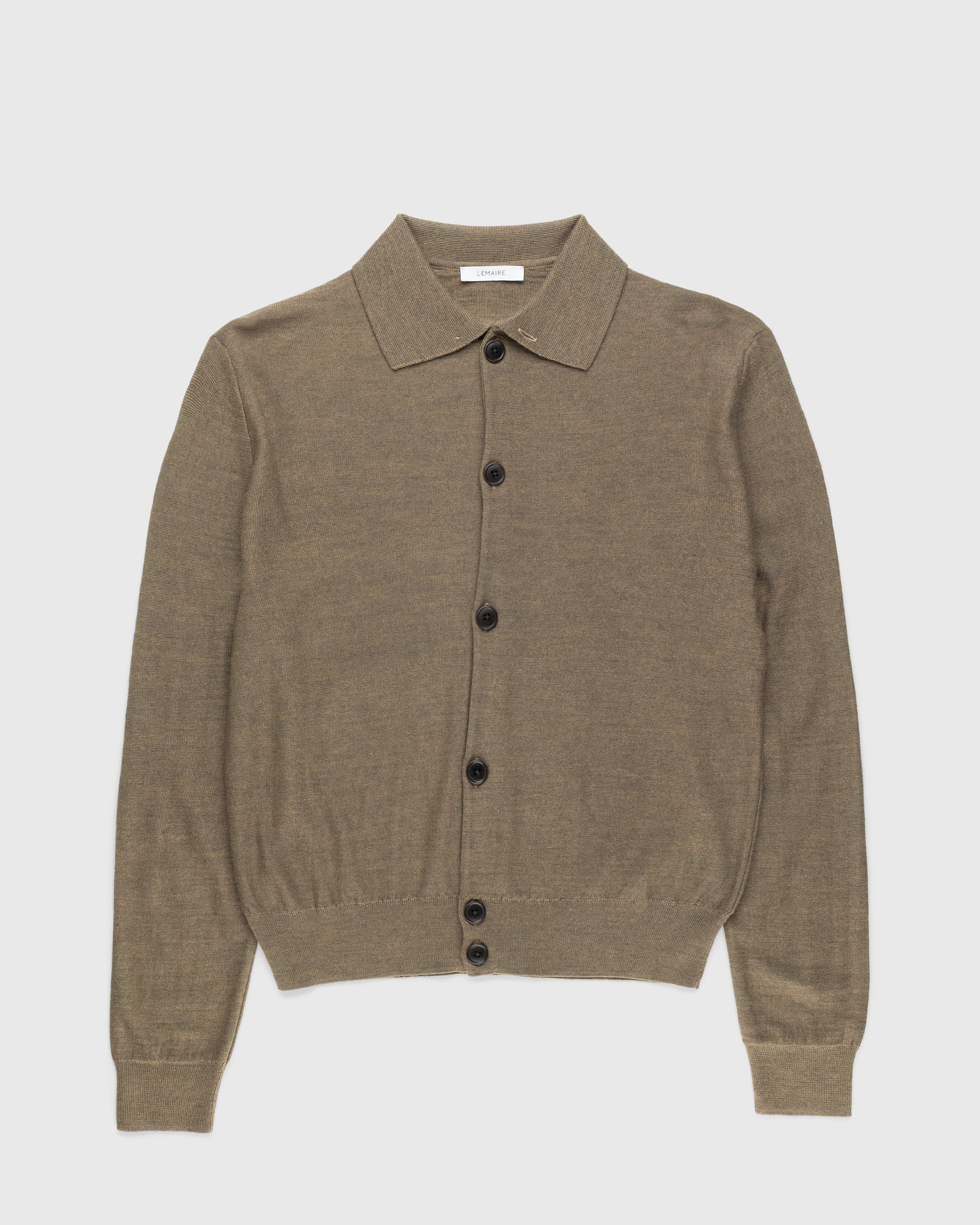 Lemaire - Convertible Collar Knit Shirt - Clothing - Brown - Image 1