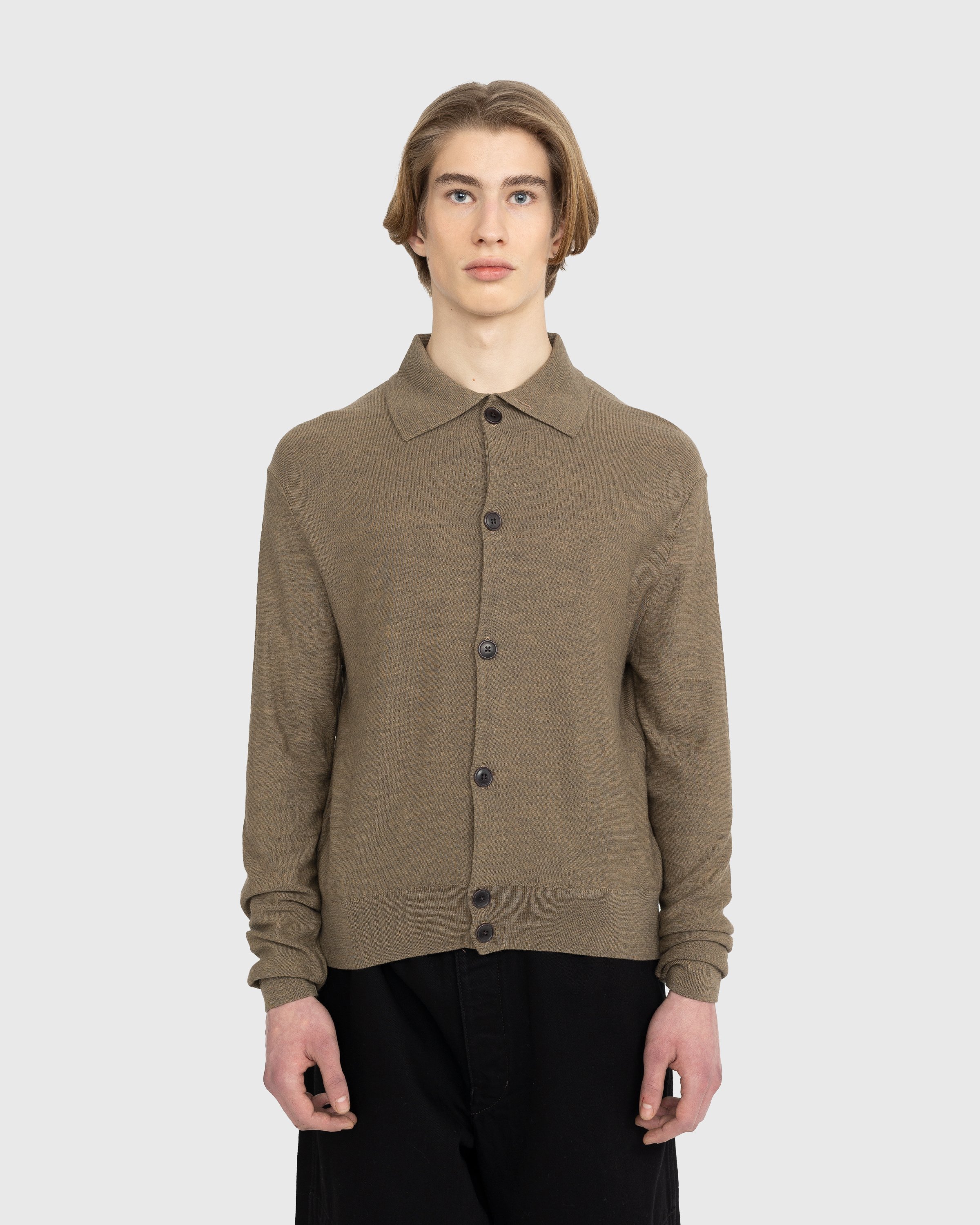Lemaire - Convertible Collar Knit Shirt - Clothing - Brown - Image 2
