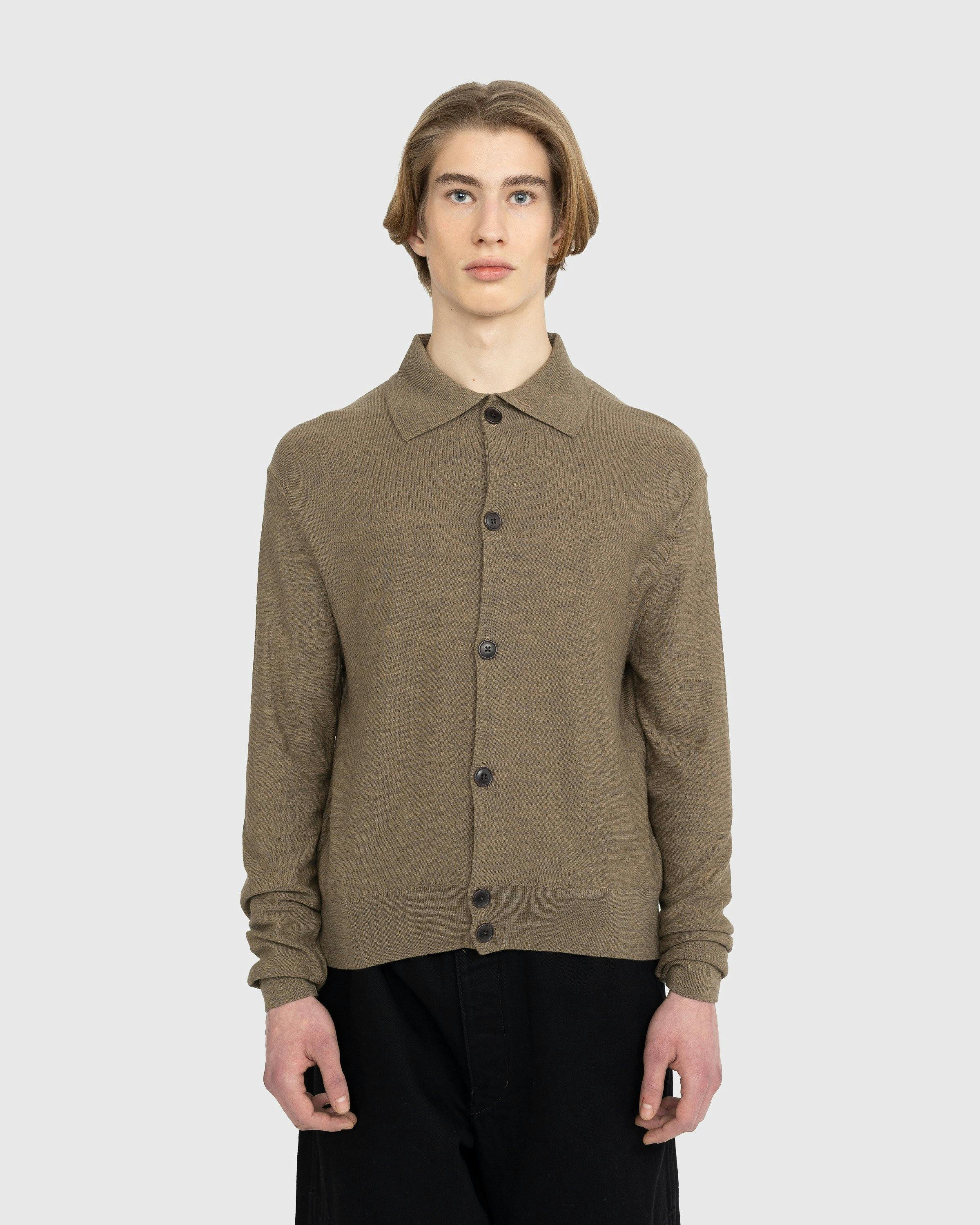 Lemaire - Convertible Collar Knit Shirt - Clothing - Brown - Image 2