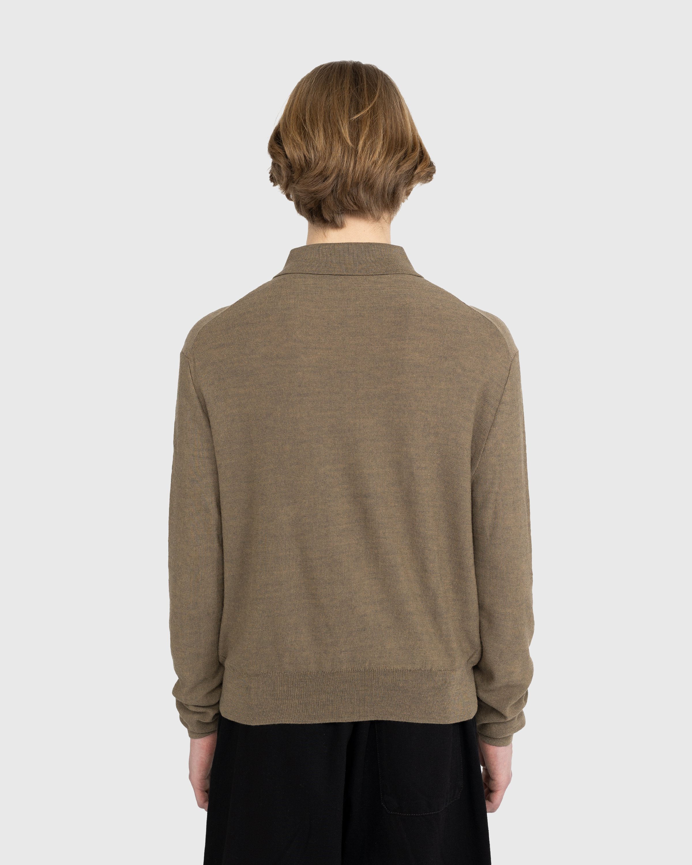 Lemaire - Convertible Collar Knit Shirt - Clothing - Brown - Image 3