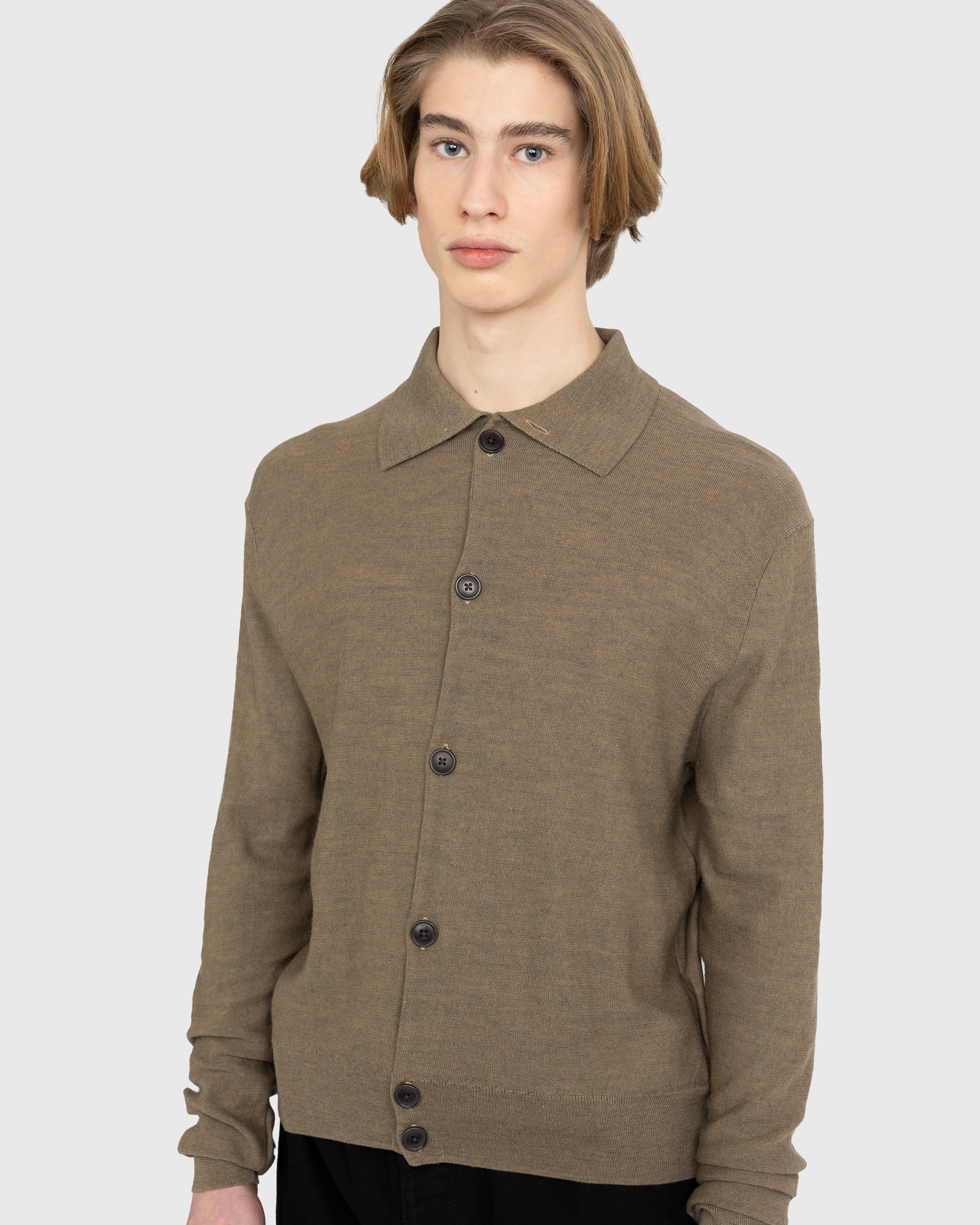 Lemaire - Convertible Collar Knit Shirt - Clothing - Brown - Image 5