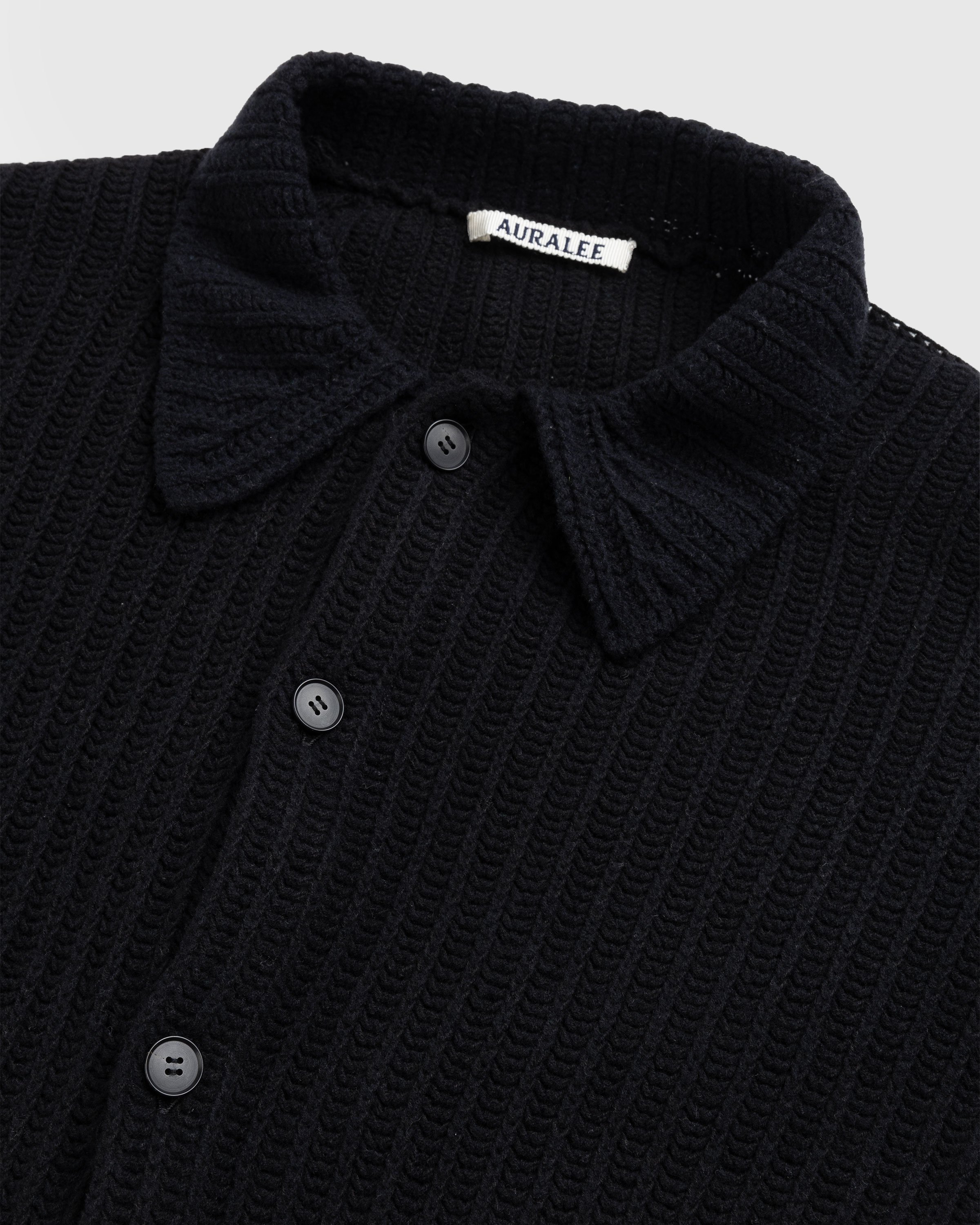 Auralee - Brushed Cotton Wool Rib Knit Shirt Black - Clothing - Black - Image 6