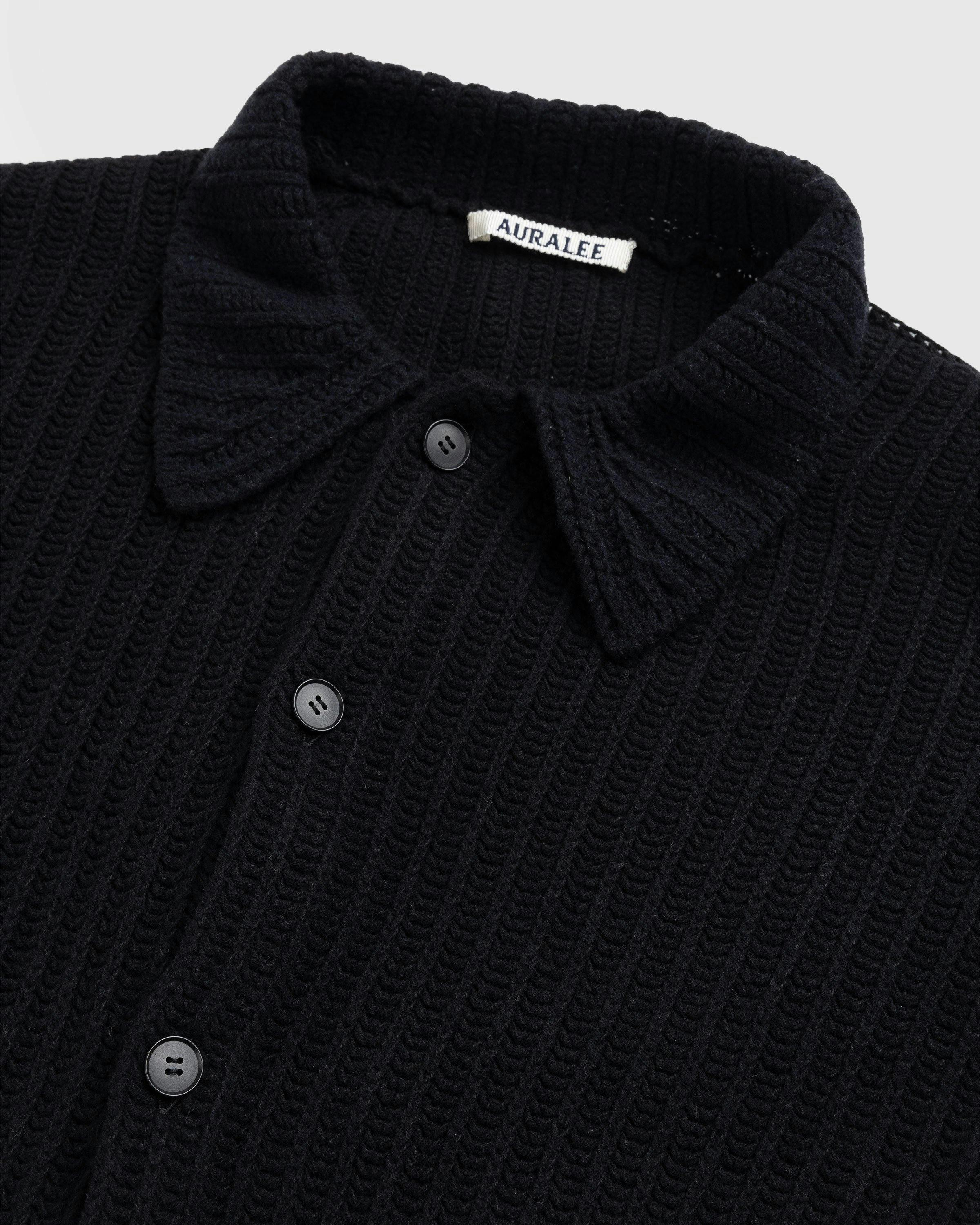 Auralee – Brushed Cotton Wool Rib Knit Shirt Black