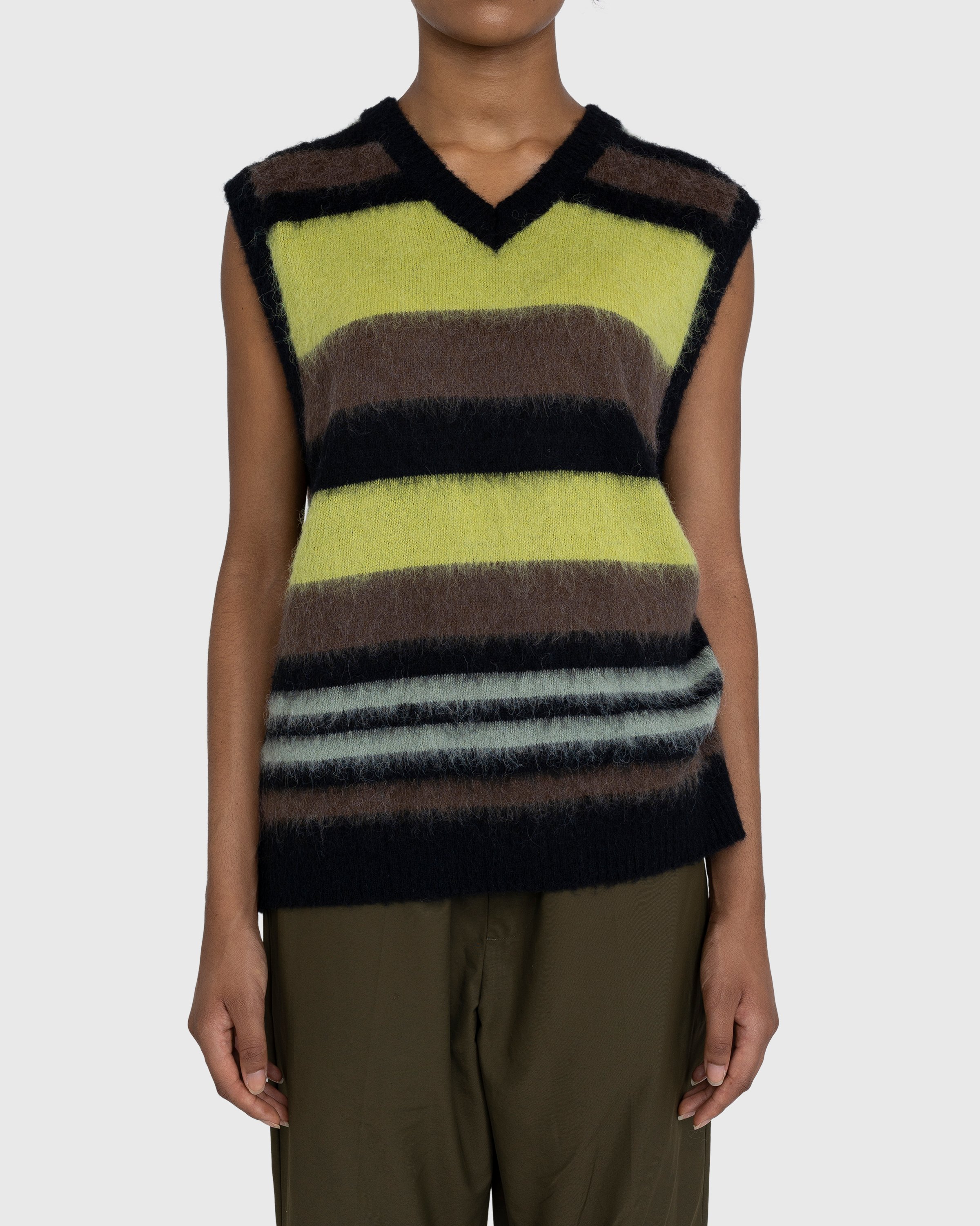 Highsnobiety - Striped V-Neck Sweater Vest Black - Clothing - Black - Image 2