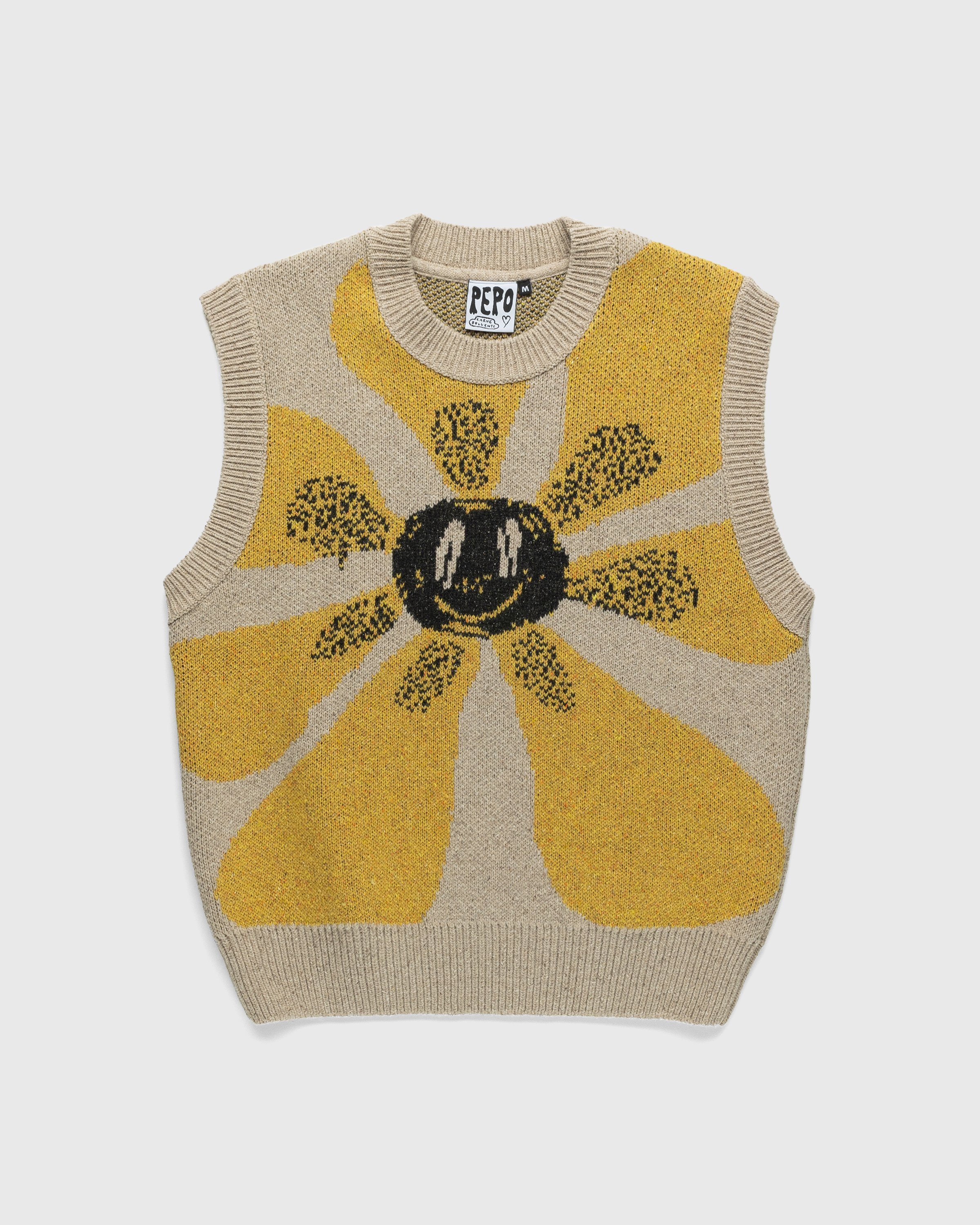 Carne Bollente - Flower Boner Sweater Vest Beige - Clothing - Beige - Image 1