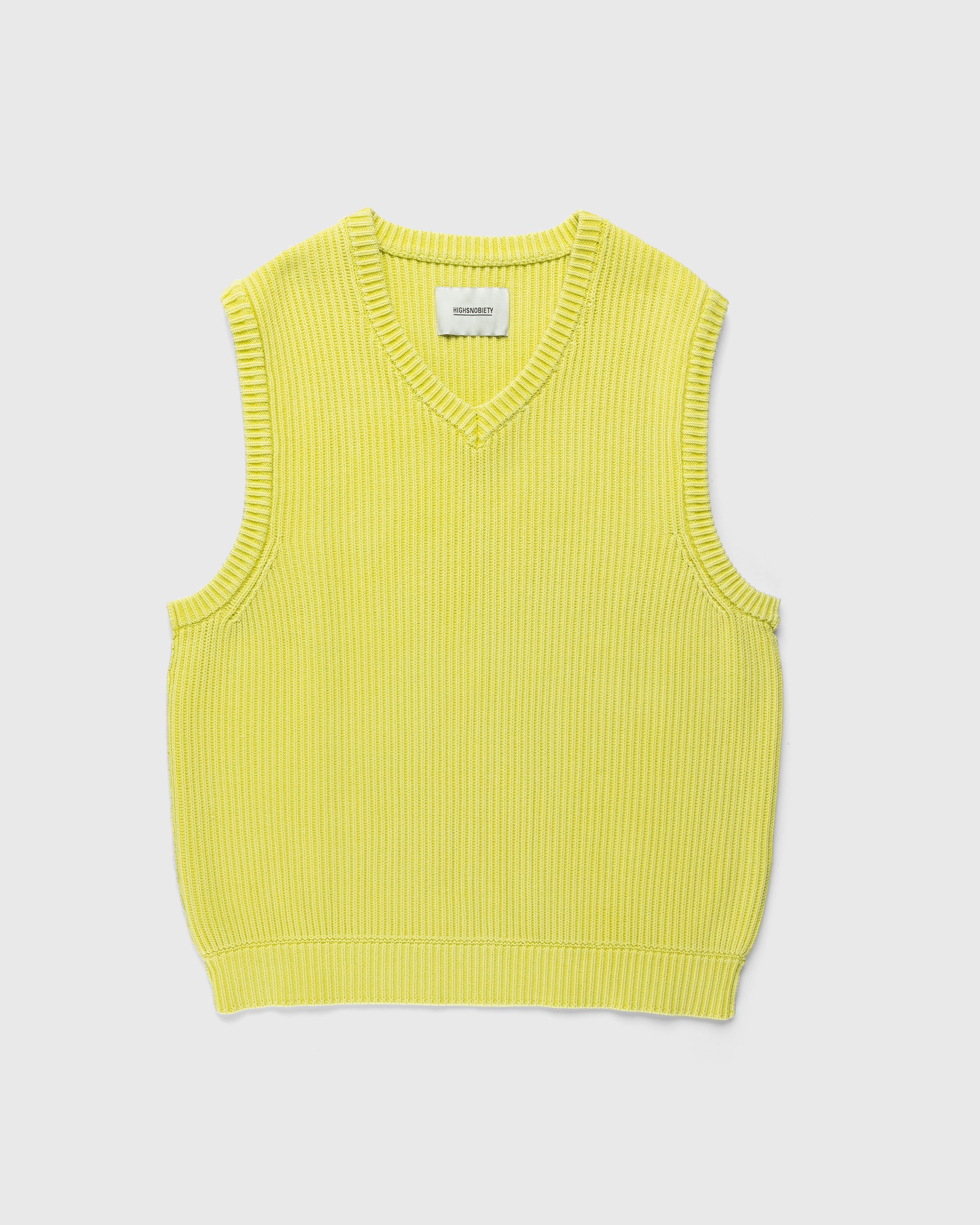 Highsnobiety - Pigment Dyed Loose Knit Sweater Vest Yellow - Gilets - Yellow - Image 1