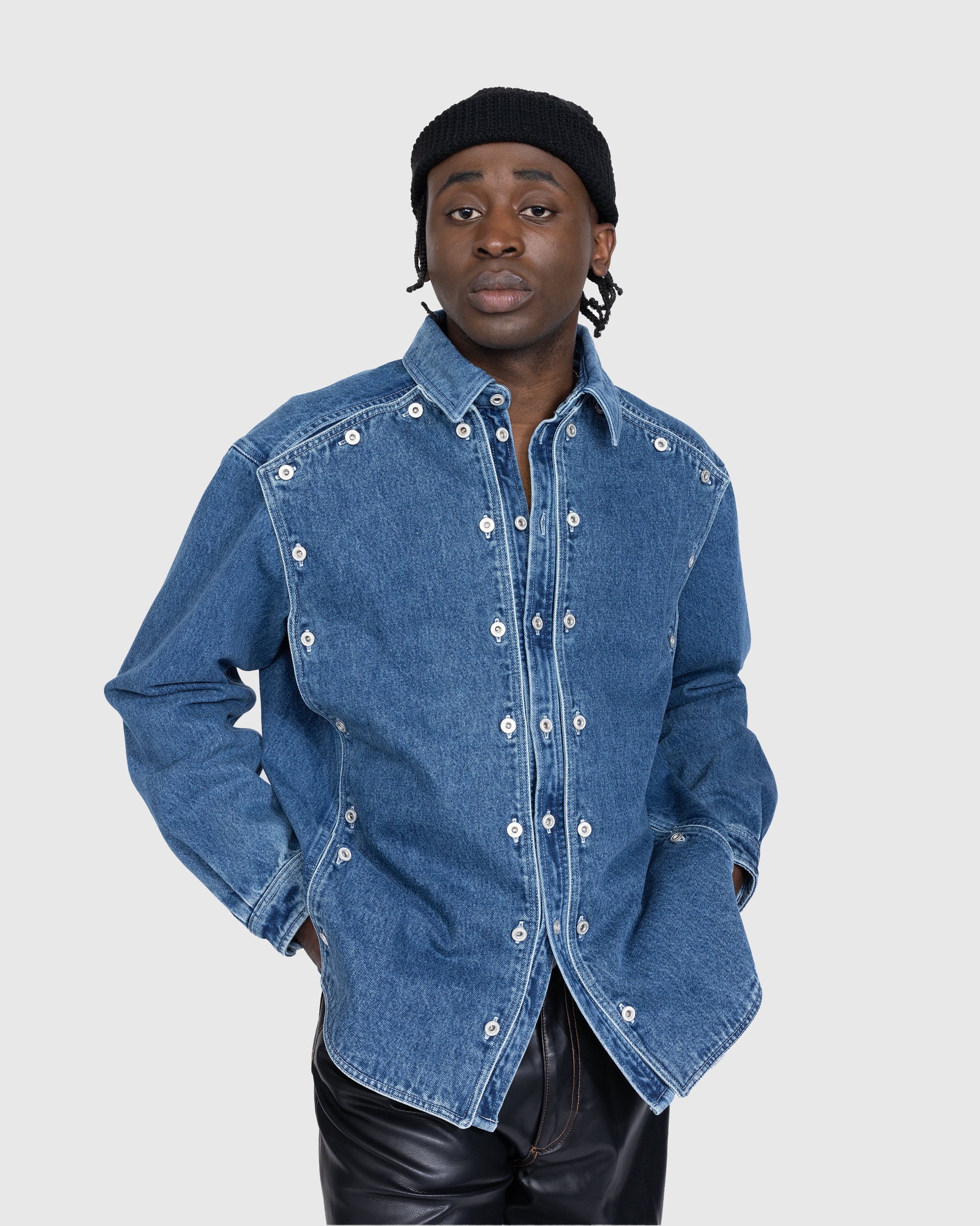 Y/Project - Classic Button Panel Denim Shirt Navy - Clothing - Blue - Image 2