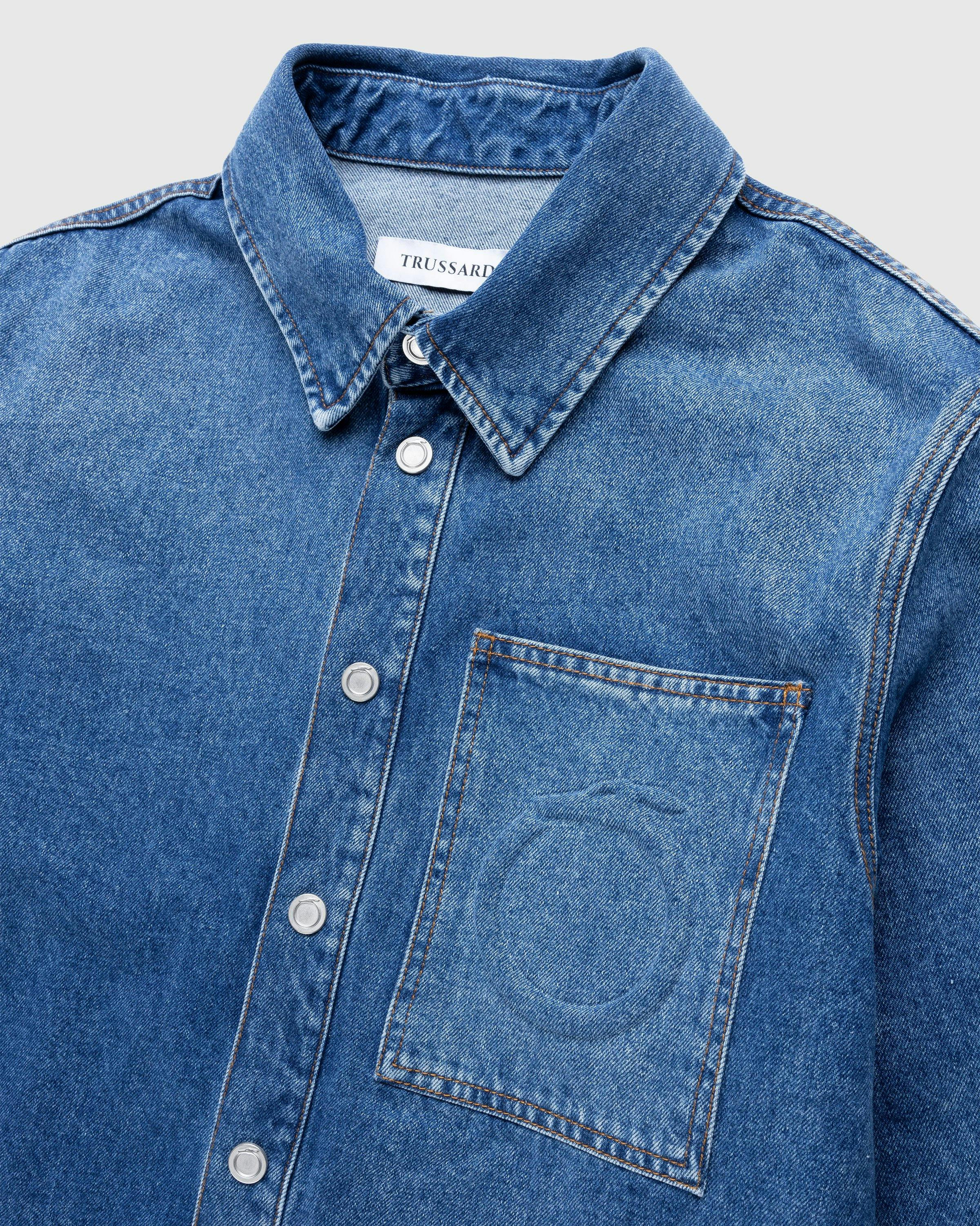 Trussardi - SHIRT OVER FIT DENIM BLUE C/EMBOSSED - Clothing - Blue - Image 6