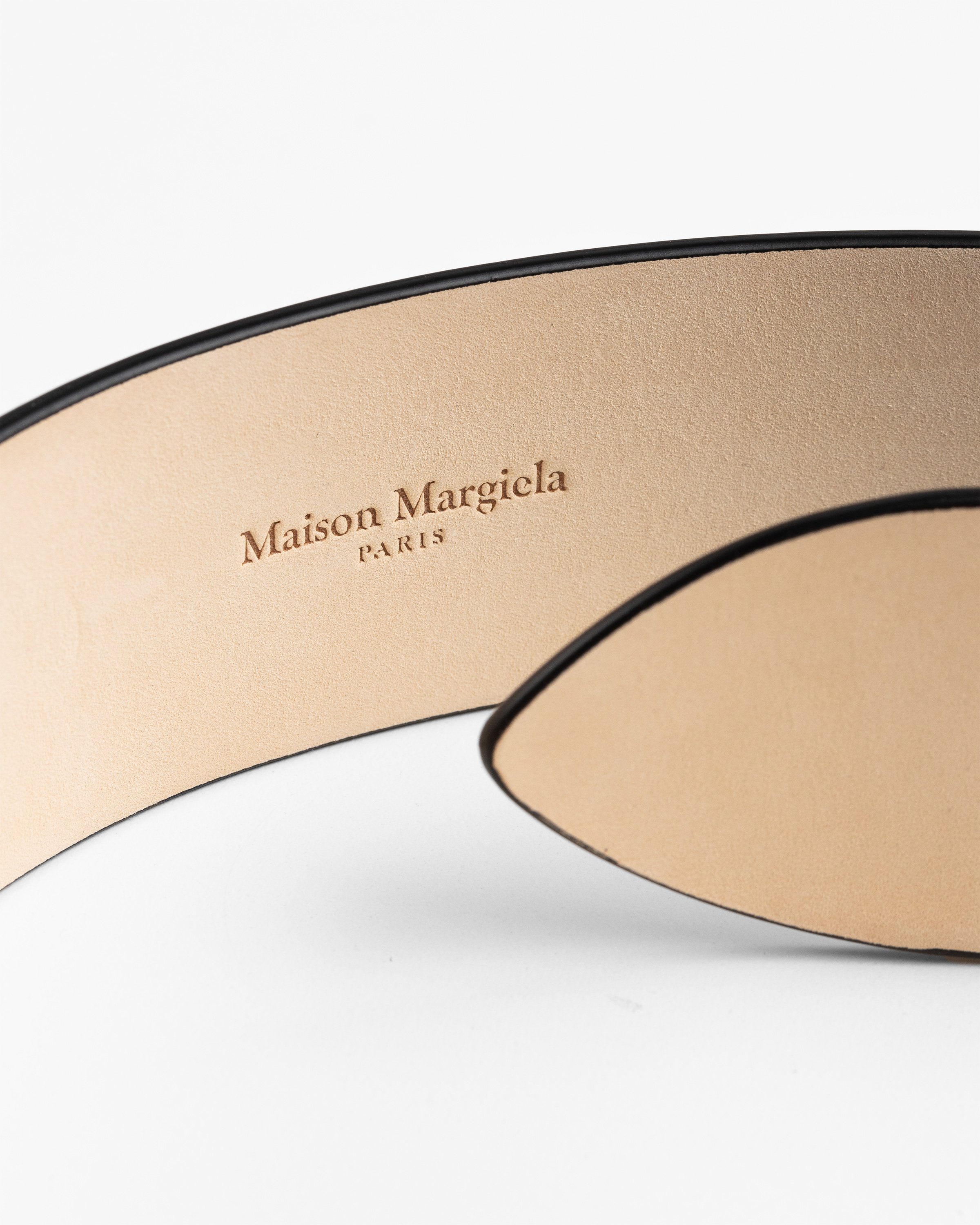 Maison Margiela - Distressed Leather Belt Black - Accessories - Black - Image 4