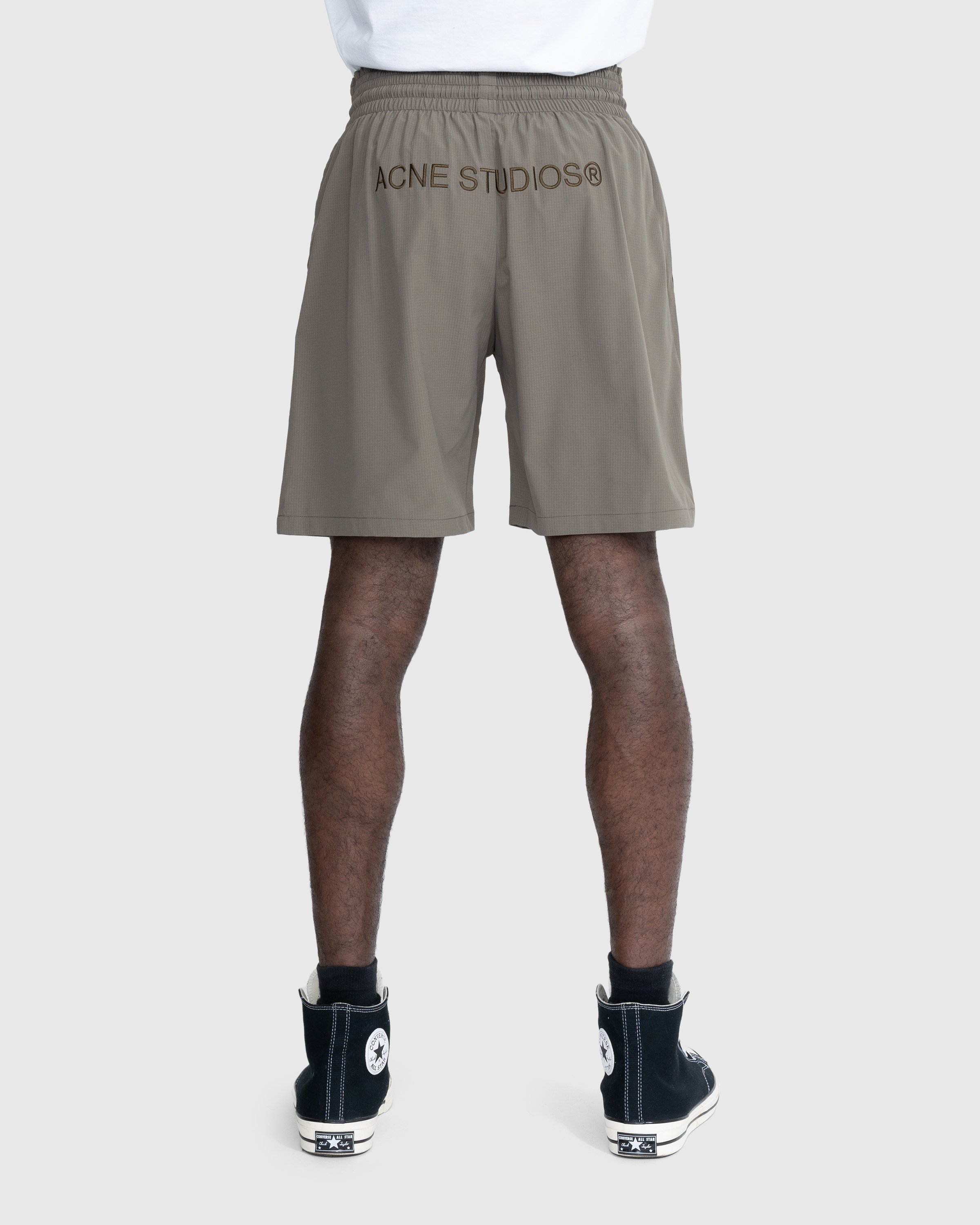 Acne Studios - Embroidered Swim Shorts Mud Grey - Clothing - Beige - Image 4