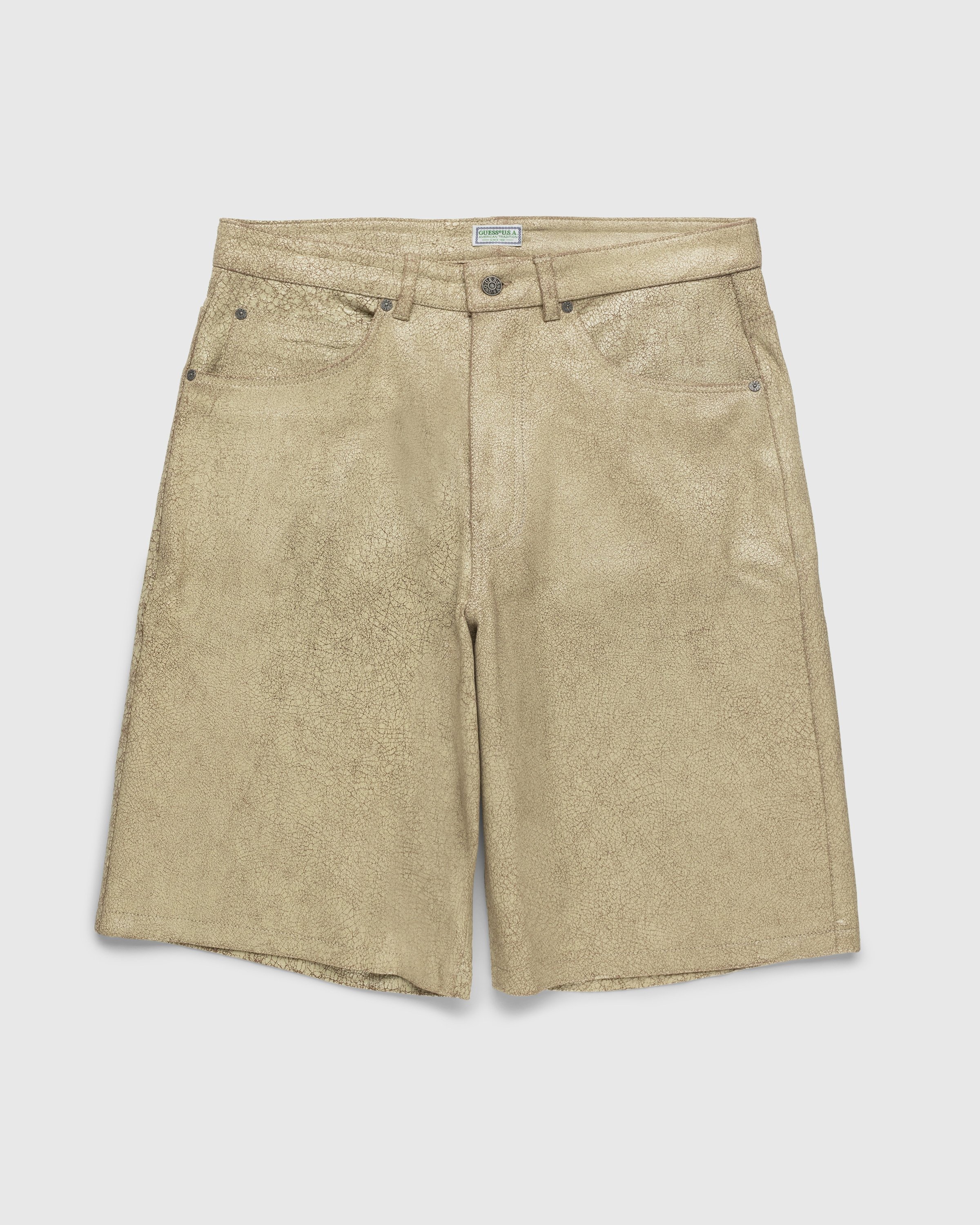Guess USA - Crackle Leather Short Beige - Clothing - Beige - Image 1