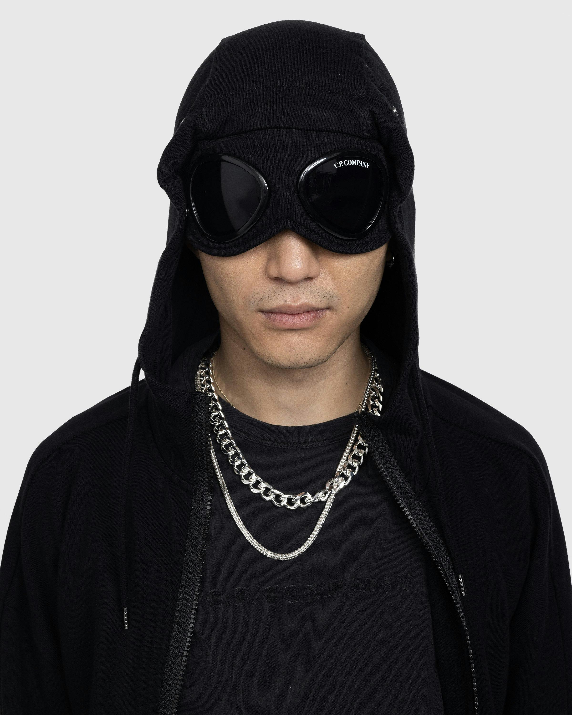 C.P. Company - Diagonal Raised Fleece Goggle Zipped Hoodie Black - Clothing - Black - Image 4