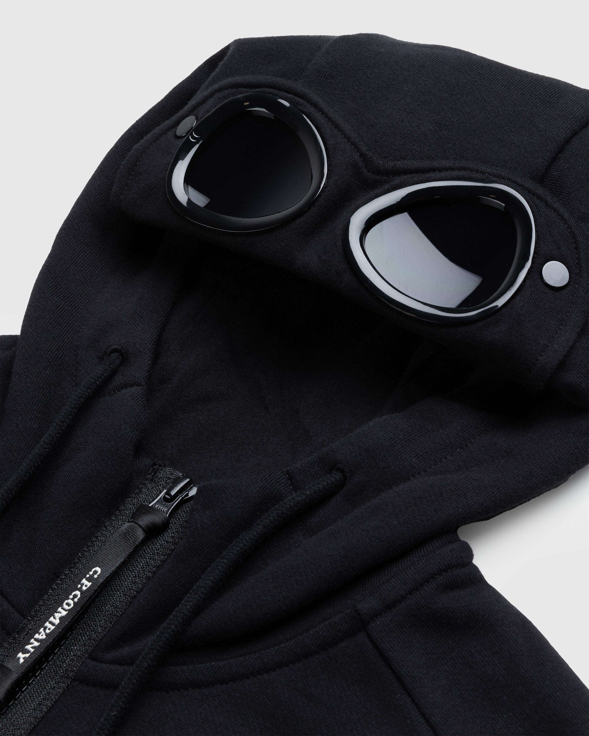 C.P. Company - Diagonal Raised Fleece Goggle Zipped Hoodie Black - Clothing - Black - Image 5
