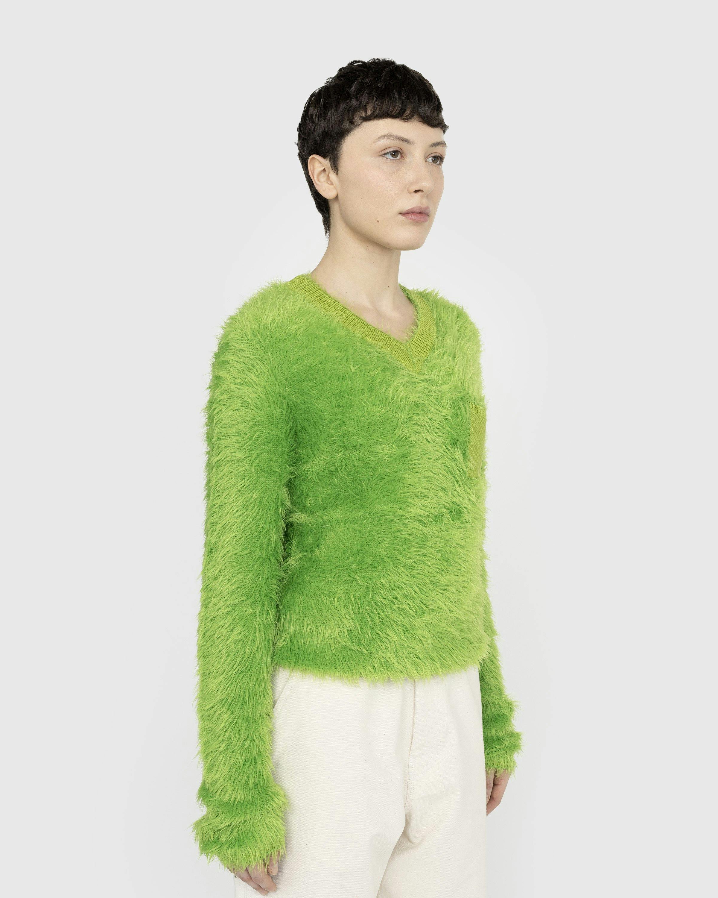 Acne Studios - Fluffy V-Neck Jumper - Clothing - Green - Image 4