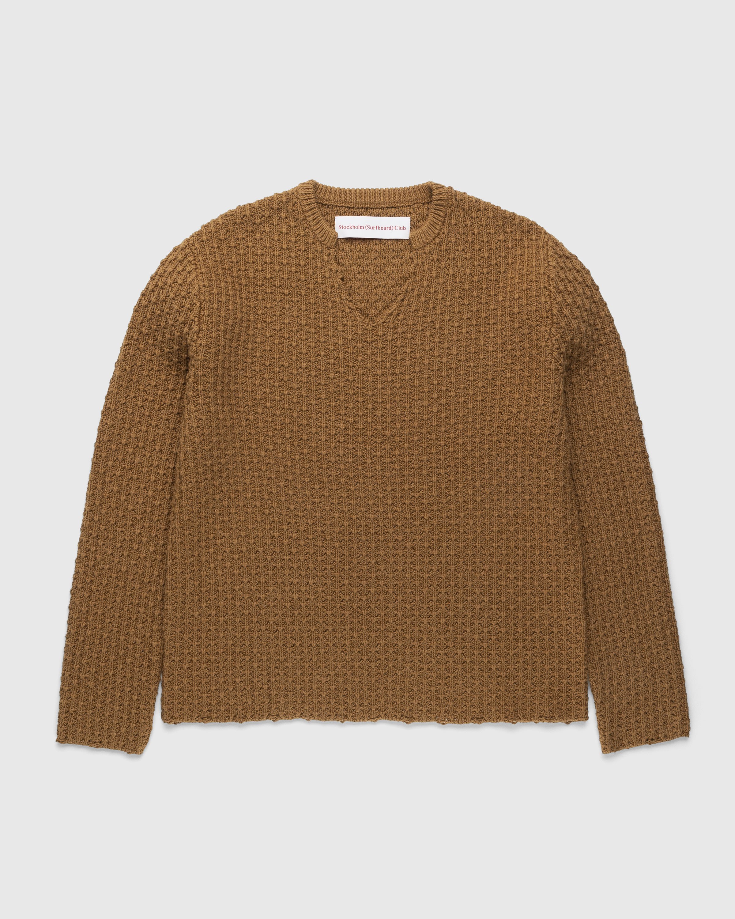 Stockholm Surfboard Club - Knit V-Neck Sweater Cedar - Clothing - Orange - Image 1