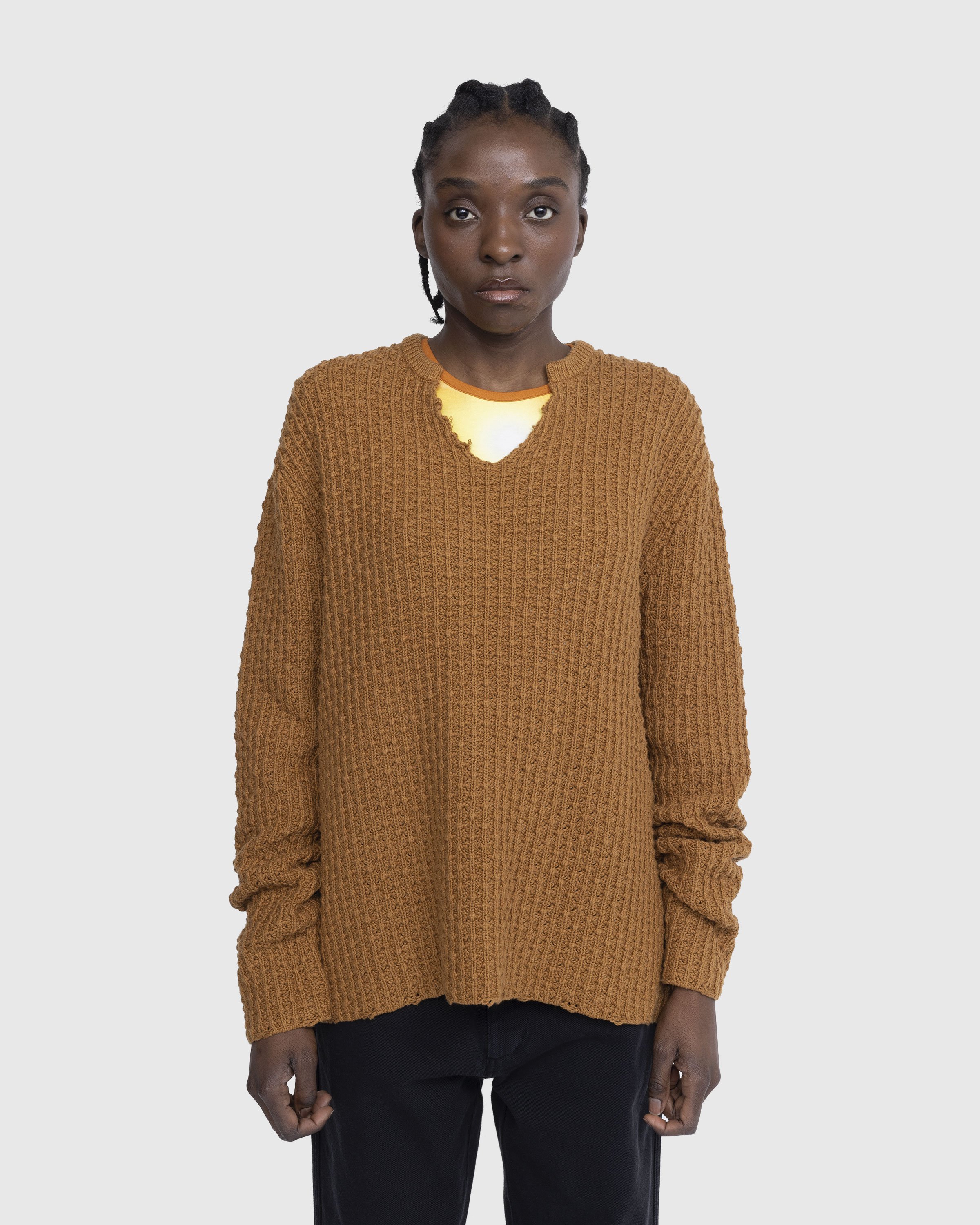 Stockholm Surfboard Club - Knit V-Neck Sweater Cedar - Clothing - Orange - Image 2
