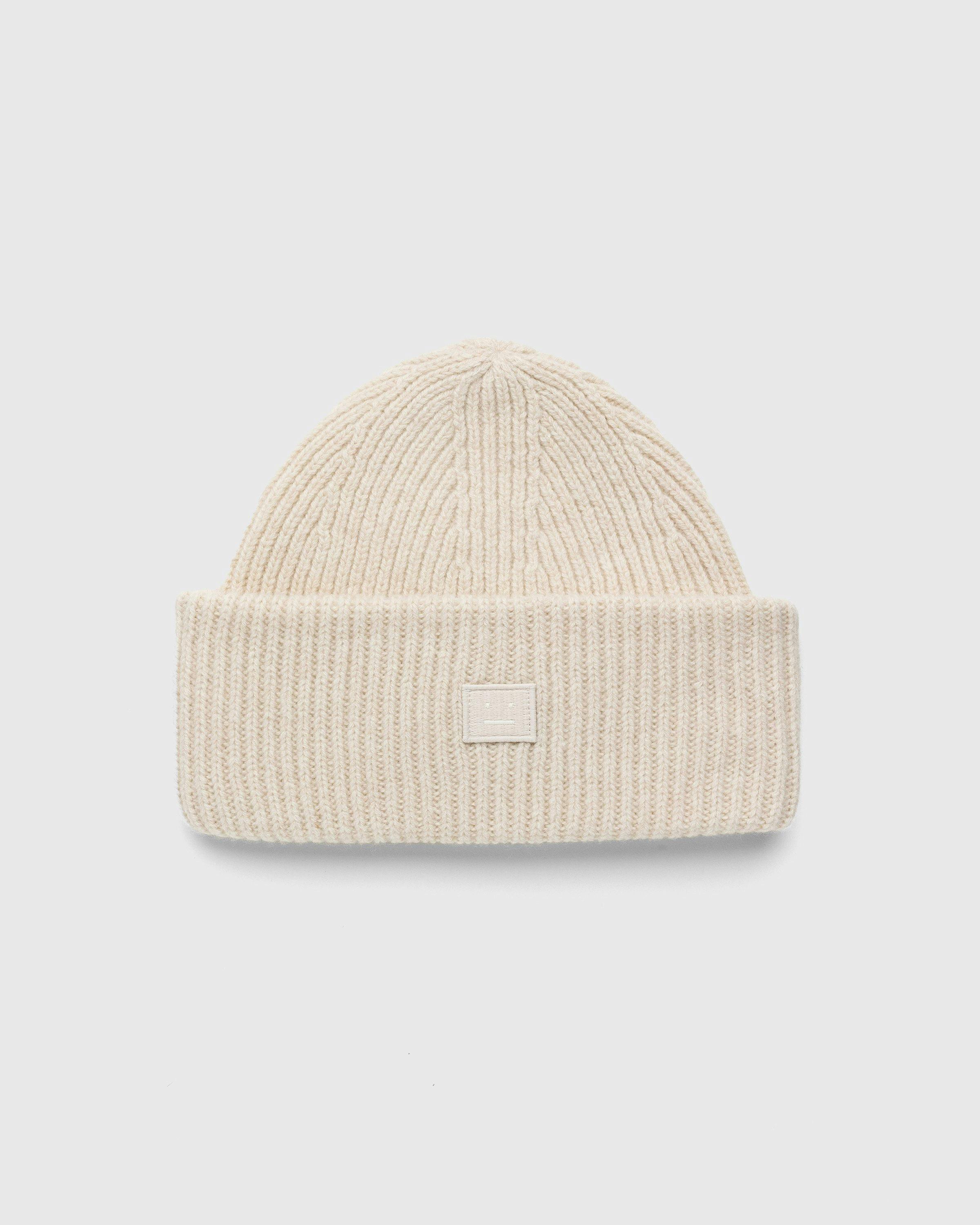 Acne Studios - Small Face Logo Beanie Beige - Accessories - Beige - Image 1