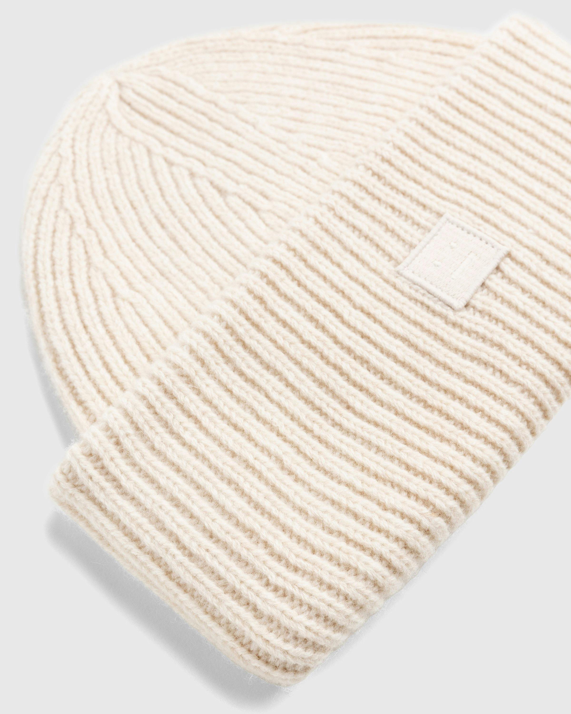 Acne Studios - Small Face Logo Beanie Beige - Accessories - Beige - Image 3