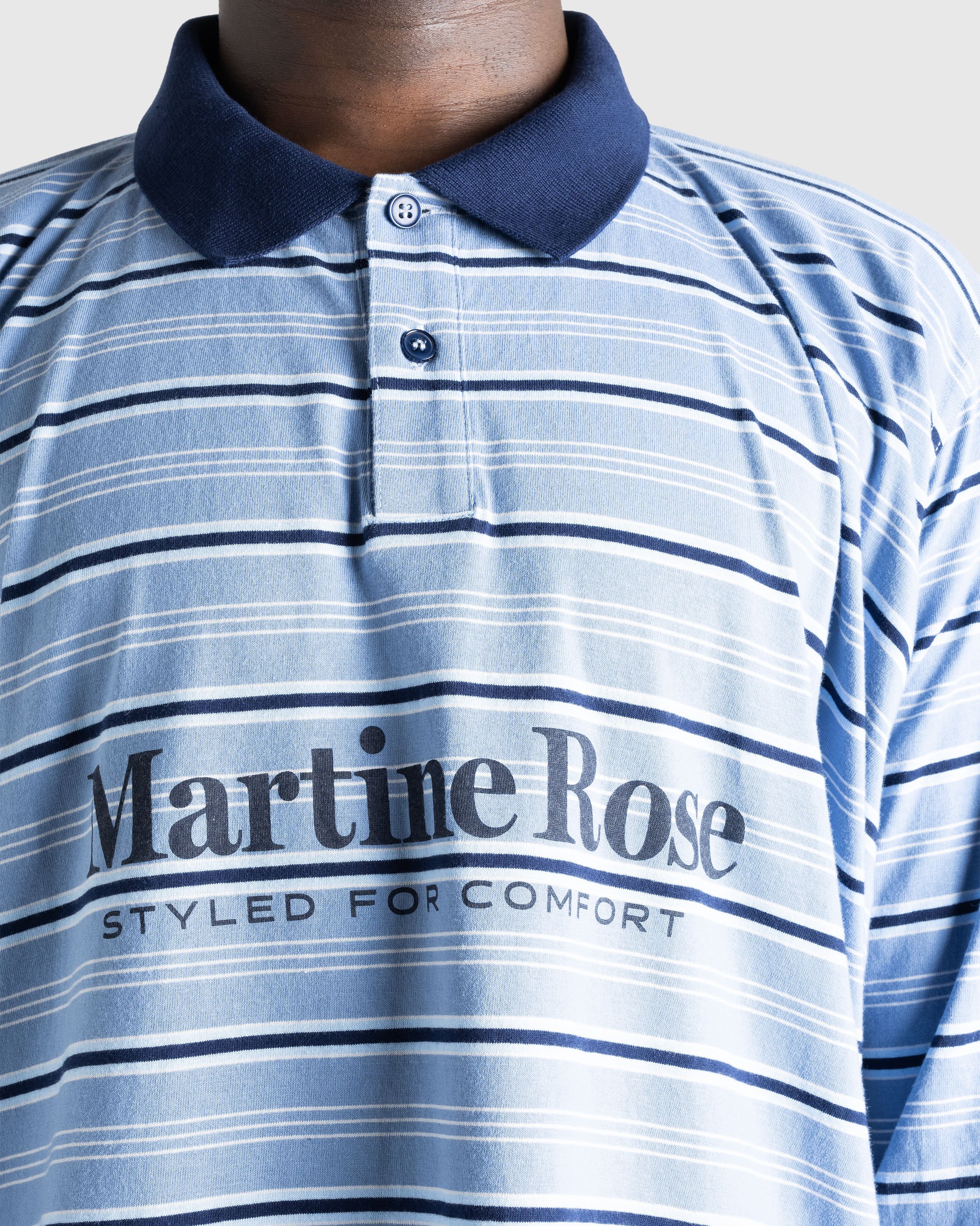 Martine Rose - L/S Pulled Neck Polo Blue Stripe - Clothing - Blue - Image 5