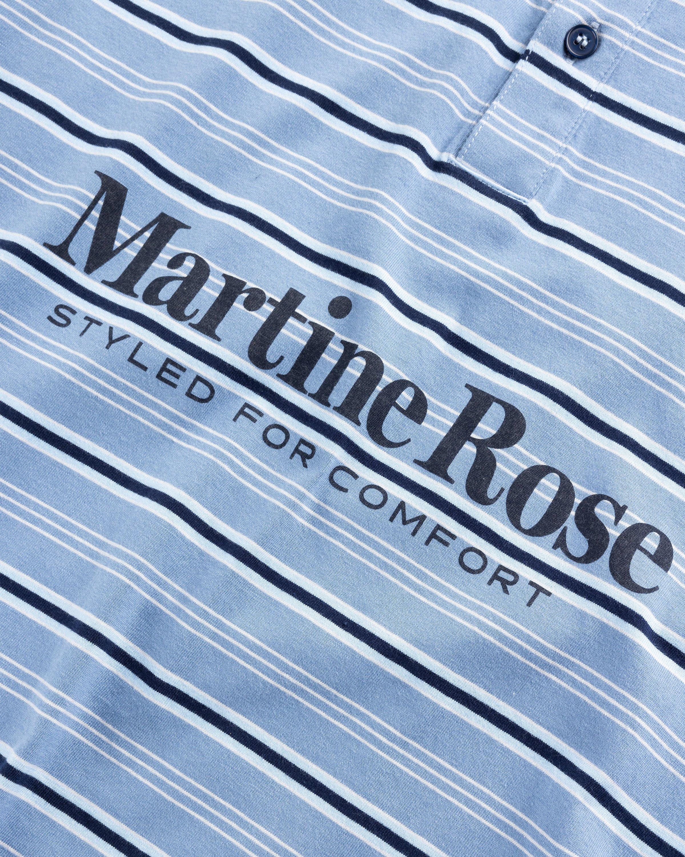Martine Rose - L/S Pulled Neck Polo Blue Stripe - Clothing - Blue - Image 7