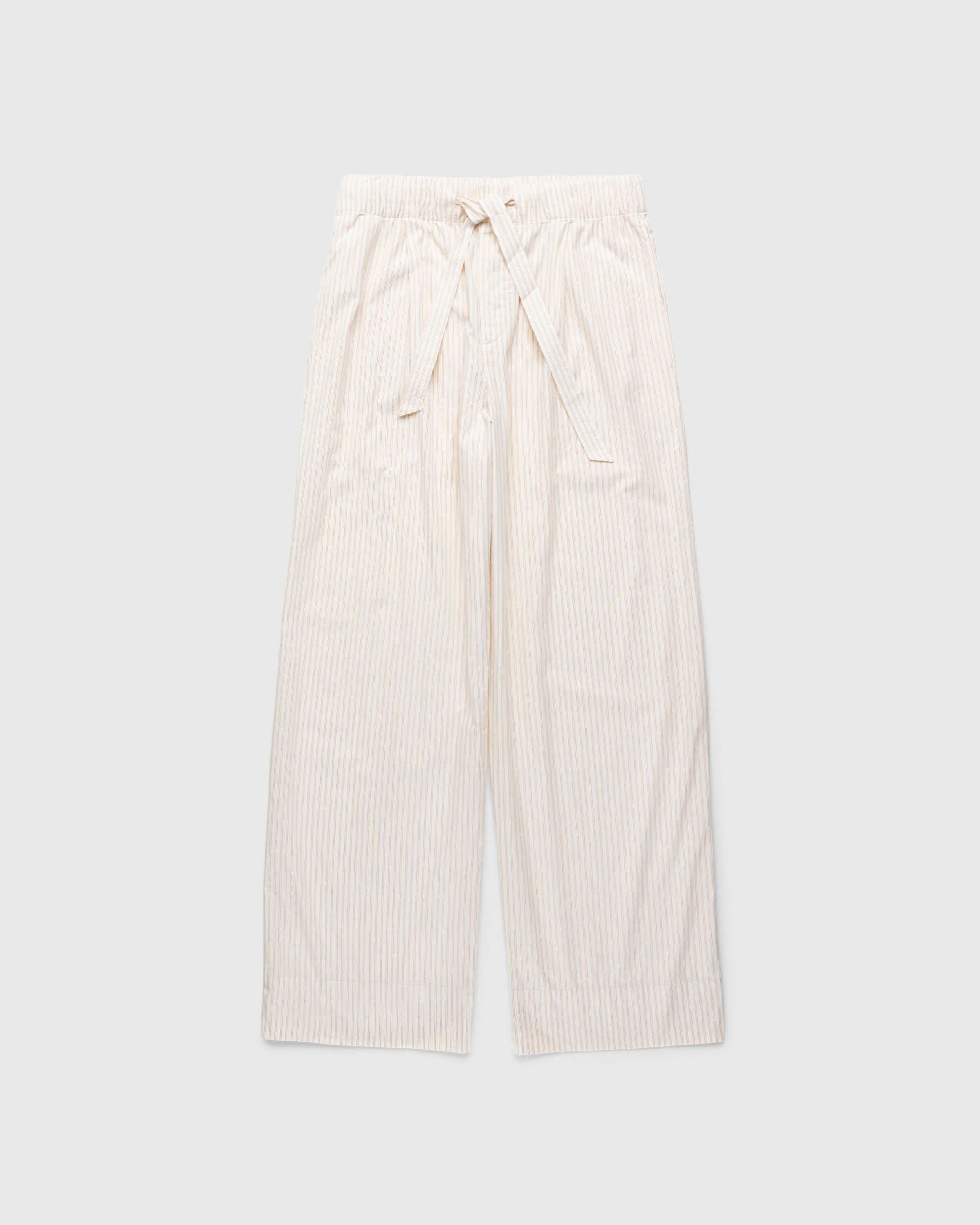 Birkenstock x Tekla - Poplin Pyjama Pants Wheat Stripes - Clothing - Beige - Image 1
