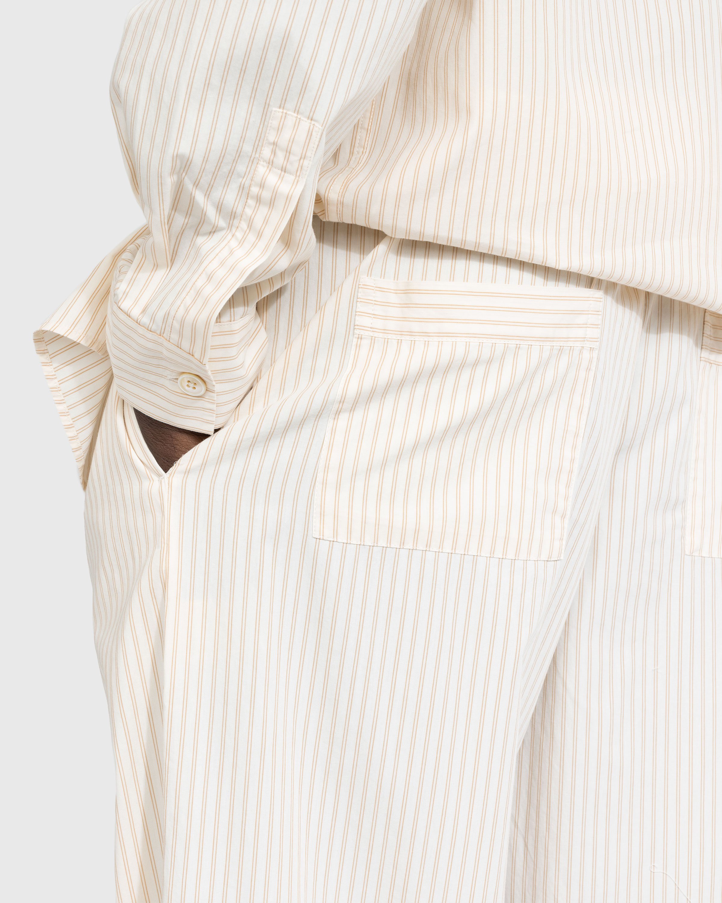 Birkenstock x Tekla - Poplin Pyjama Pants Wheat Stripes - Clothing - Beige - Image 5