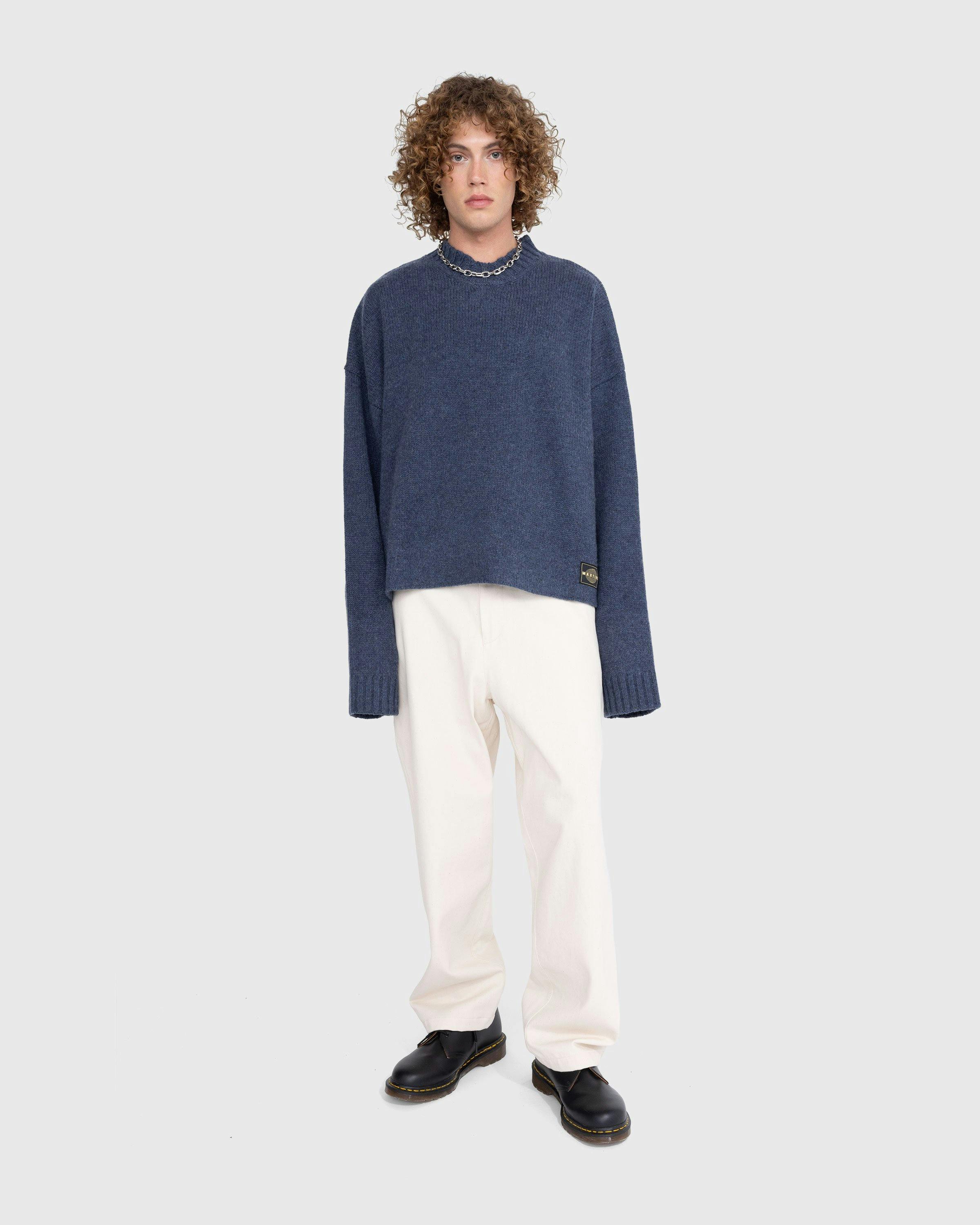 Martine Rose - Oversized V-Neck Jumper Indigo - Clothing - Blue - Image 4