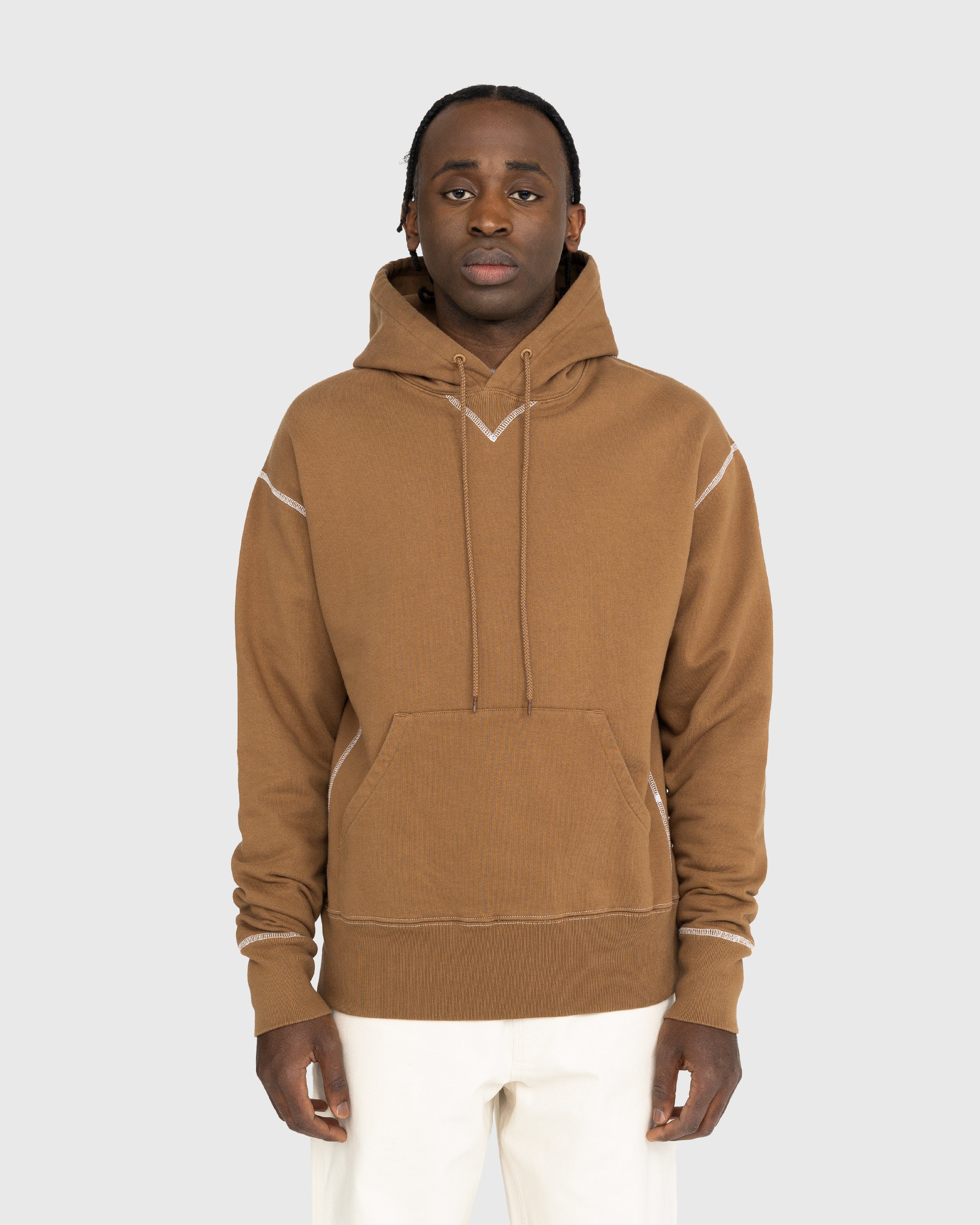Highsnobiety - Contrast Stitch Fleece Hoodie Brown - Clothing - Brown - Image 2