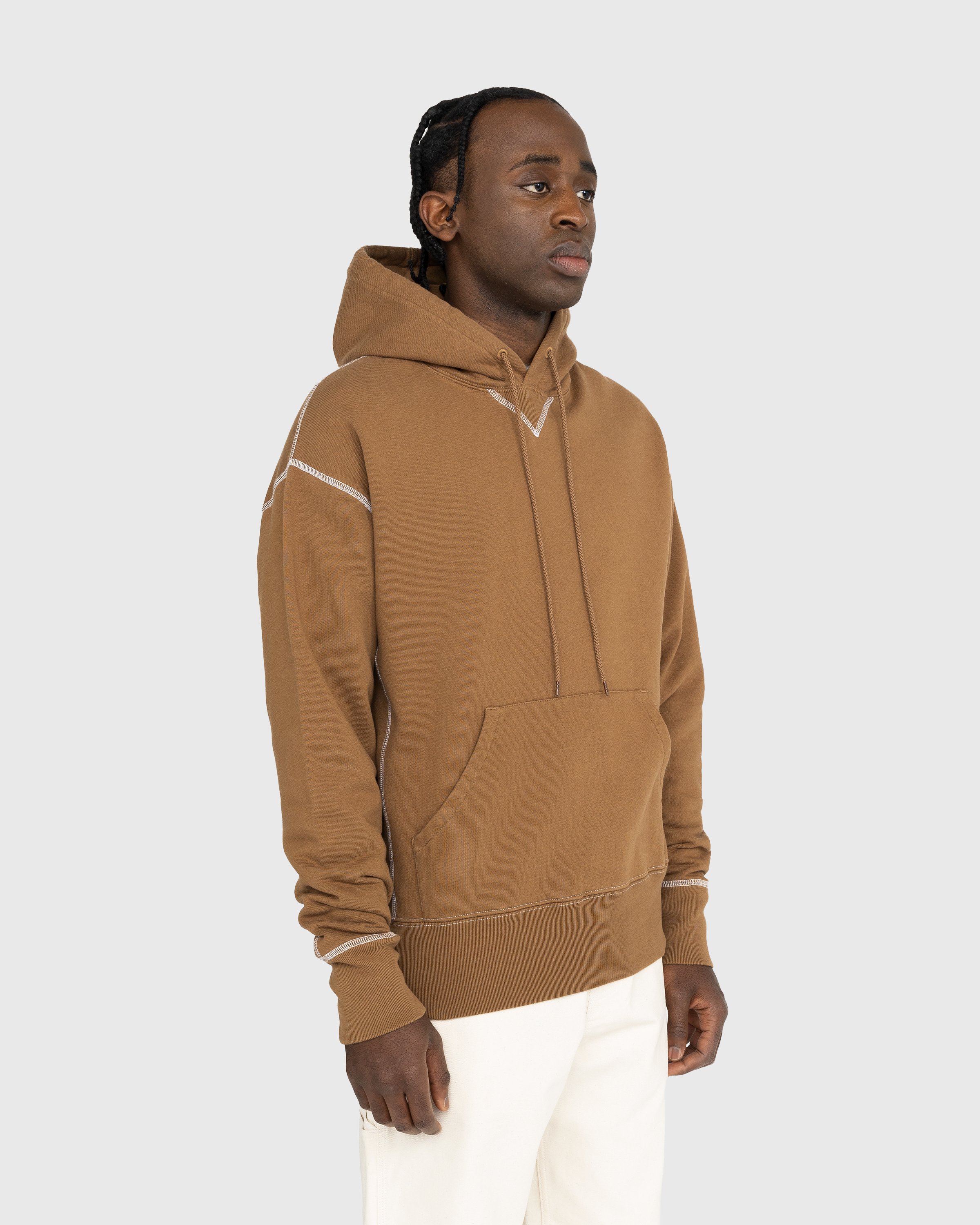 Highsnobiety - Contrast Stitch Fleece Hoodie Brown - Clothing - Brown - Image 3