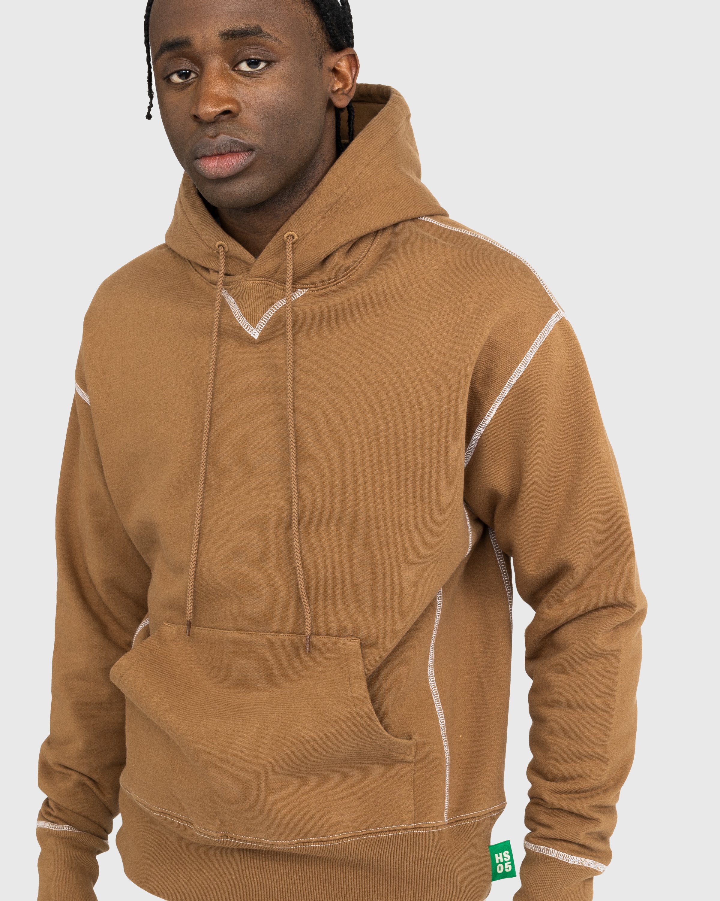 Highsnobiety - Contrast Stitch Fleece Hoodie Brown - Clothing - Brown - Image 5