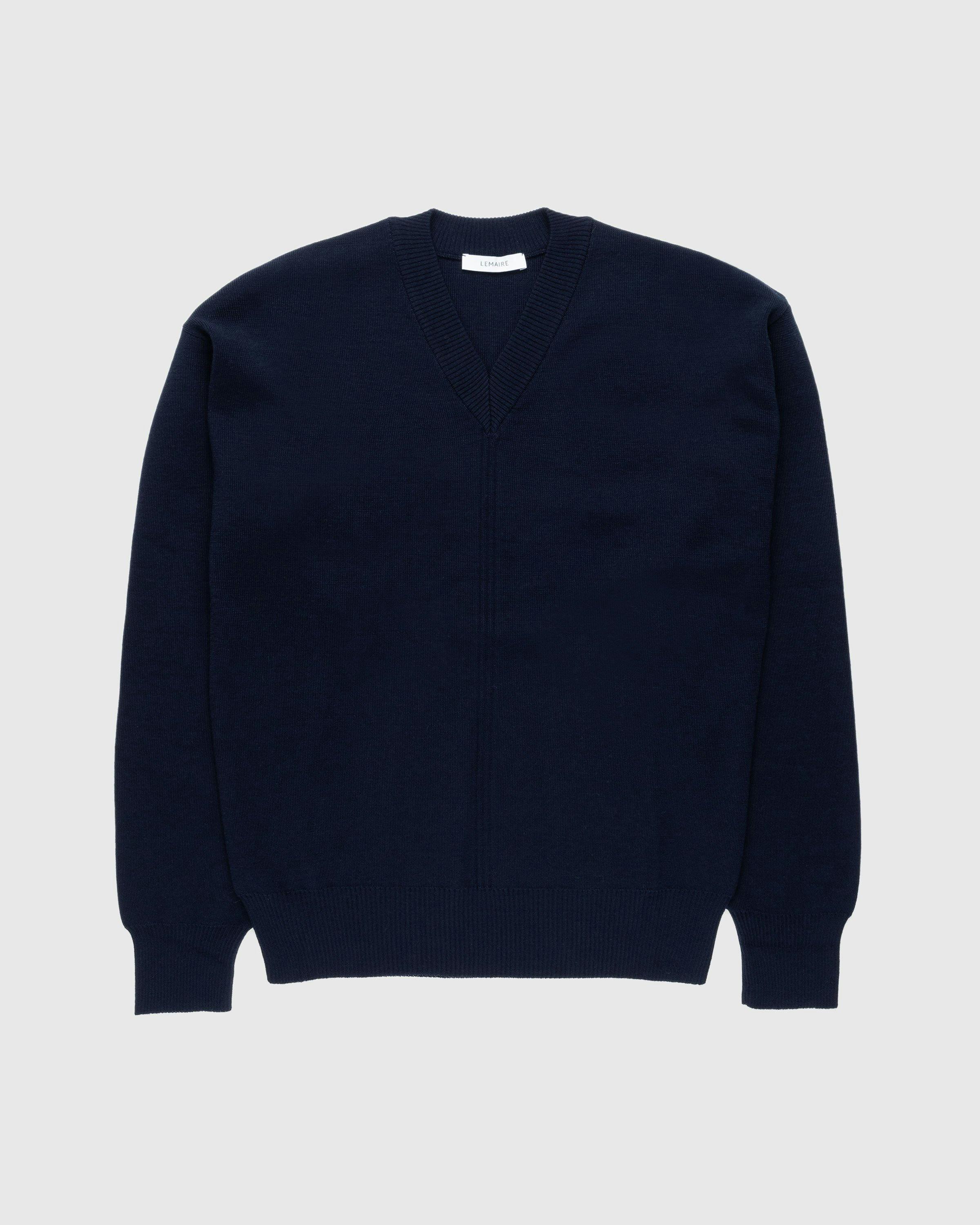 Lemaire - V-NECK JUMPER - Clothing - Blue - Image 1