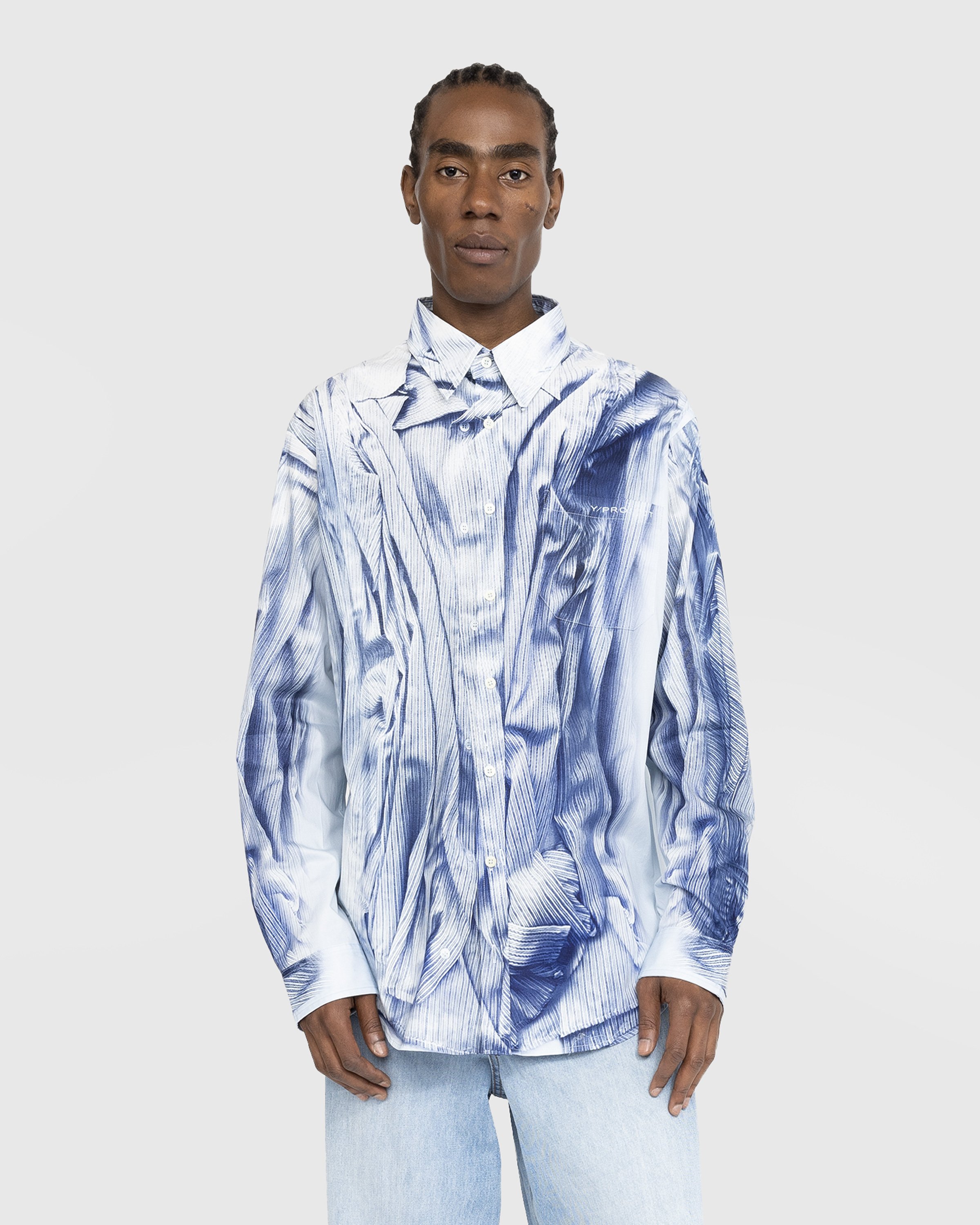 Y/Project - COMPACT PRINT SHIRT - Clothing - Blue - Image 2