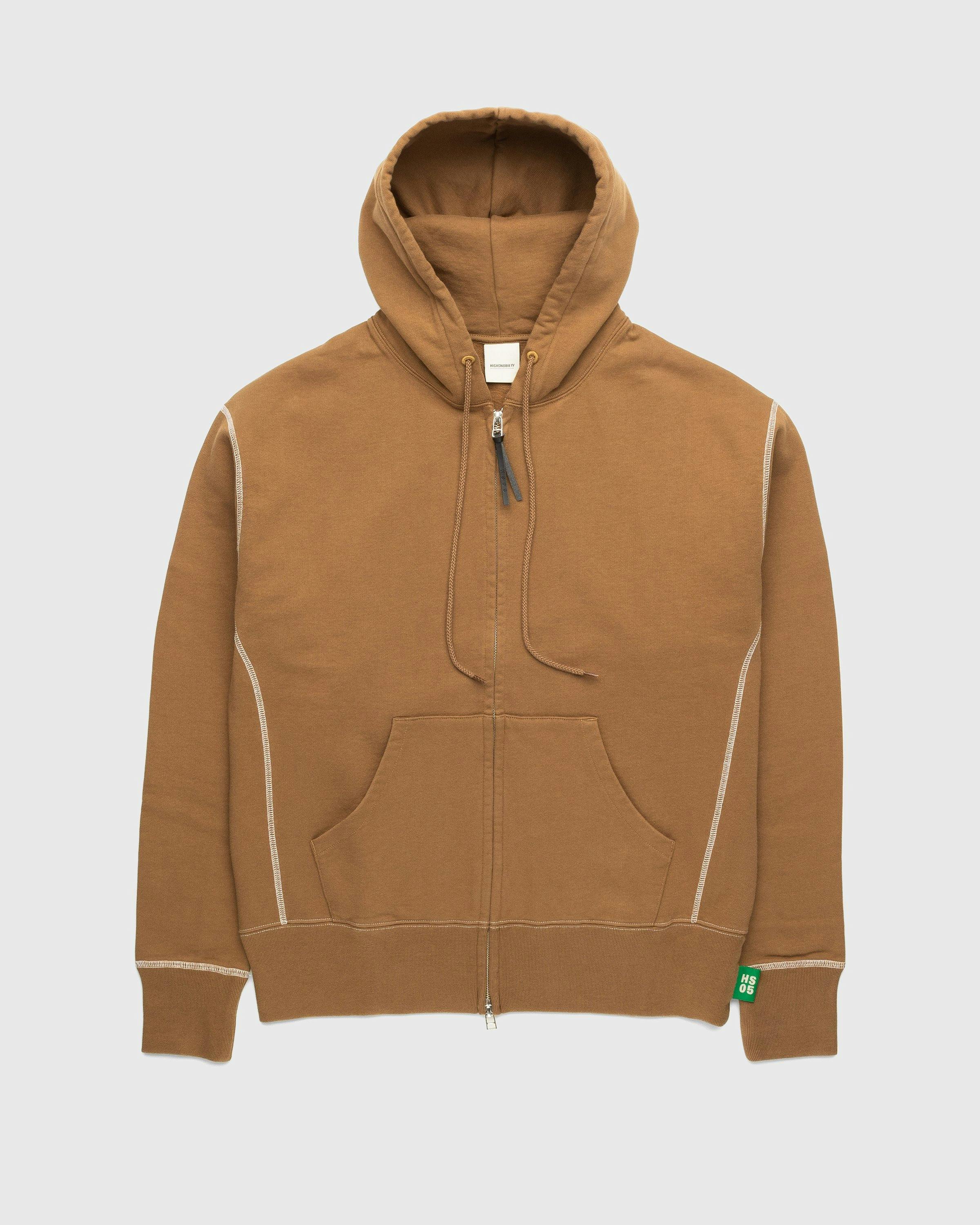 Highsnobiety - Contrast Stitch Zip Fleece Hoodie Brown - Clothing - Brown - Image 1