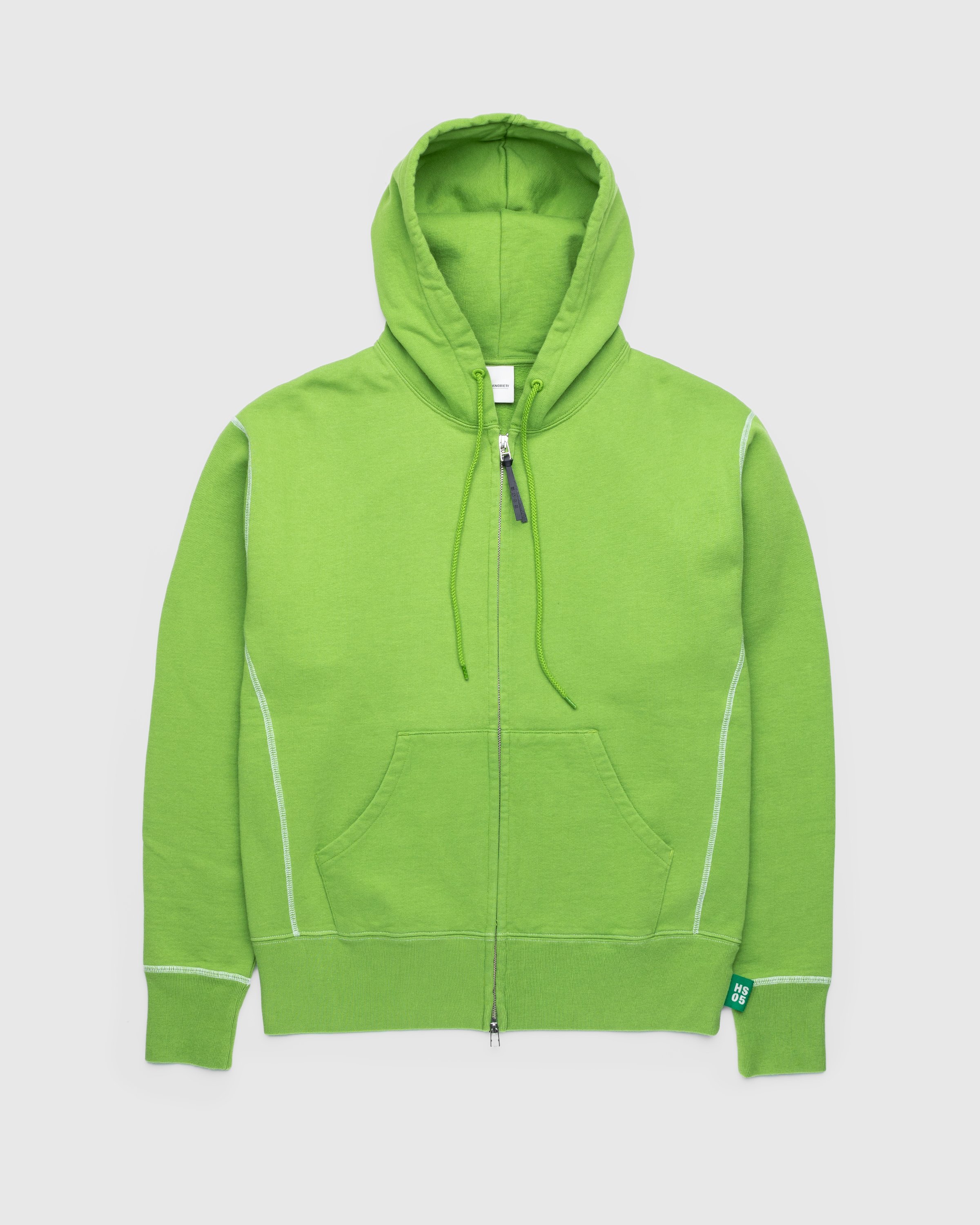 Highsnobiety - Contrast Stitch Zip Fleece Hoodie Green - Clothing - Green - Image 1