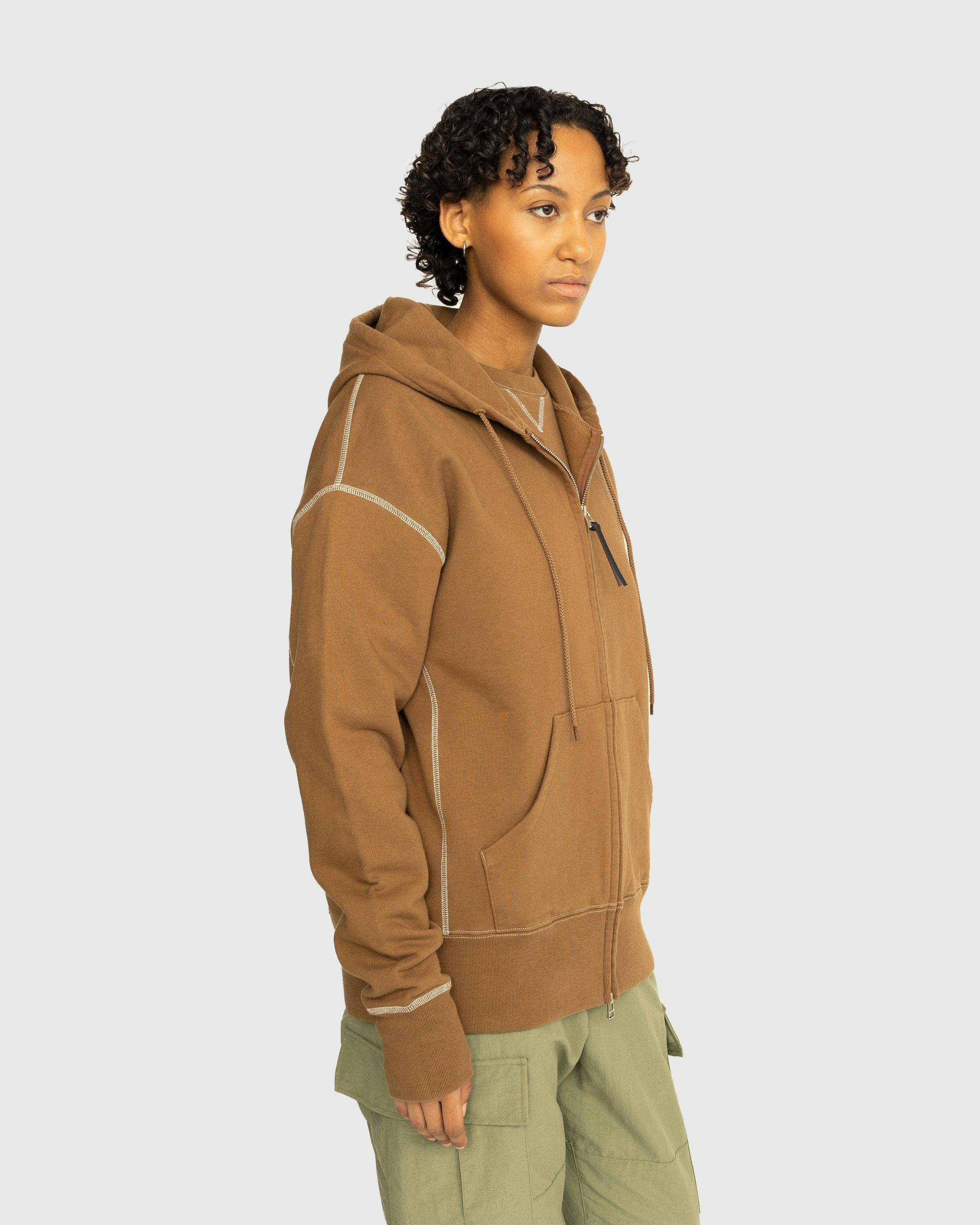 Highsnobiety - Contrast Stitch Zip Fleece Hoodie Brown - Clothing - Brown - Image 4